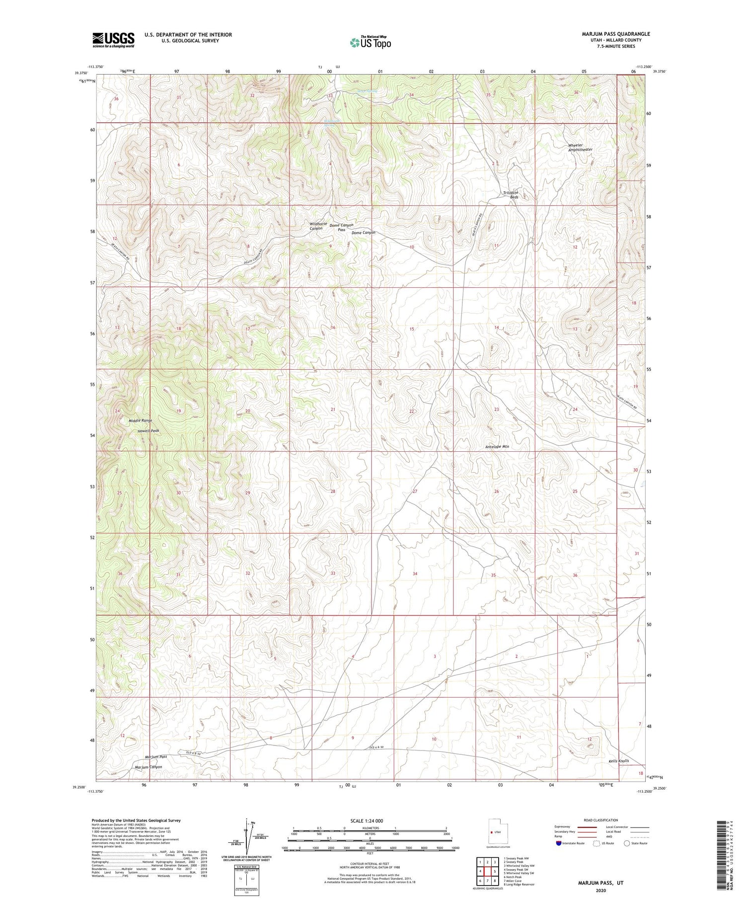 Marjum Pass Utah US Topo Map Image