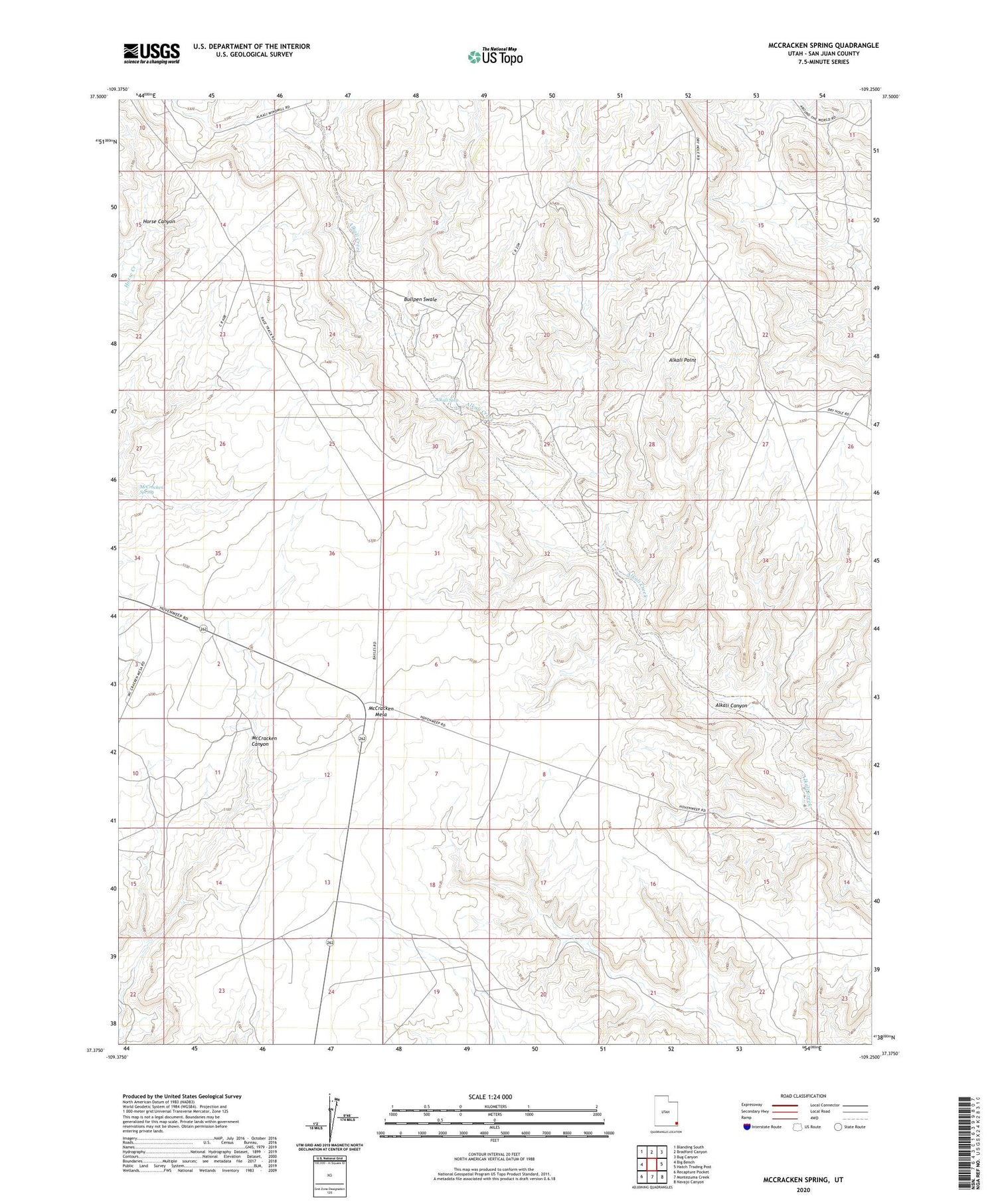 McCracken Spring Utah US Topo Map Image