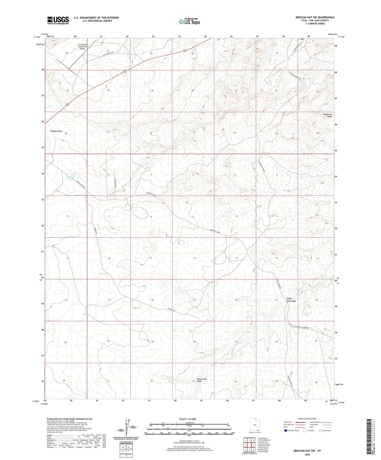 Mexican Hat SW Utah US Topo Map Image