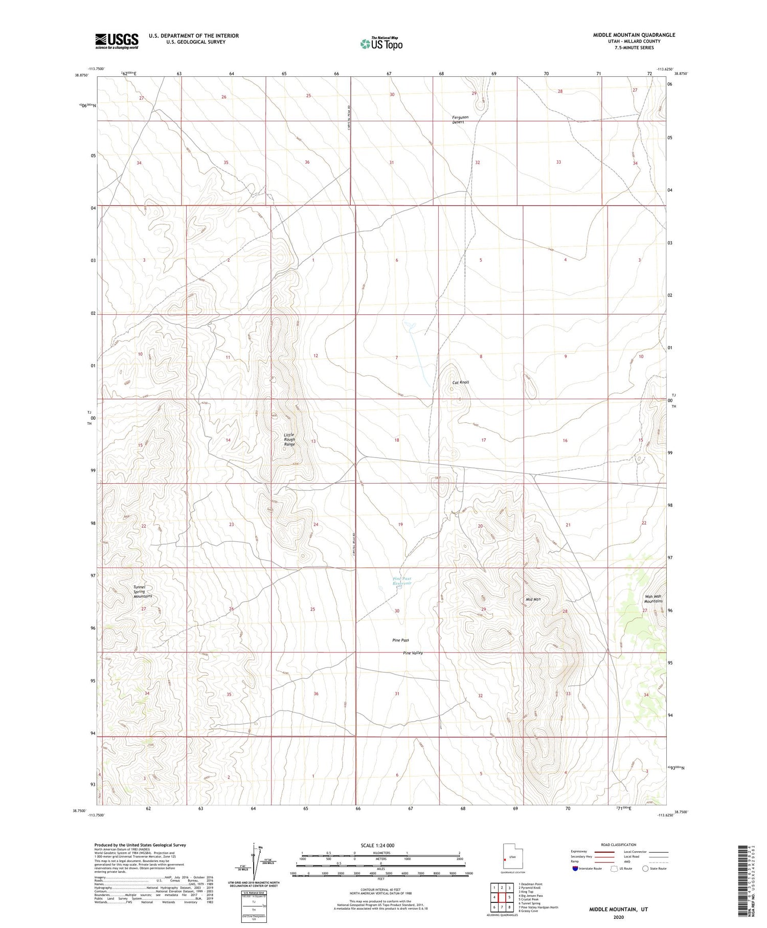 Middle Mountain Utah US Topo Map Image