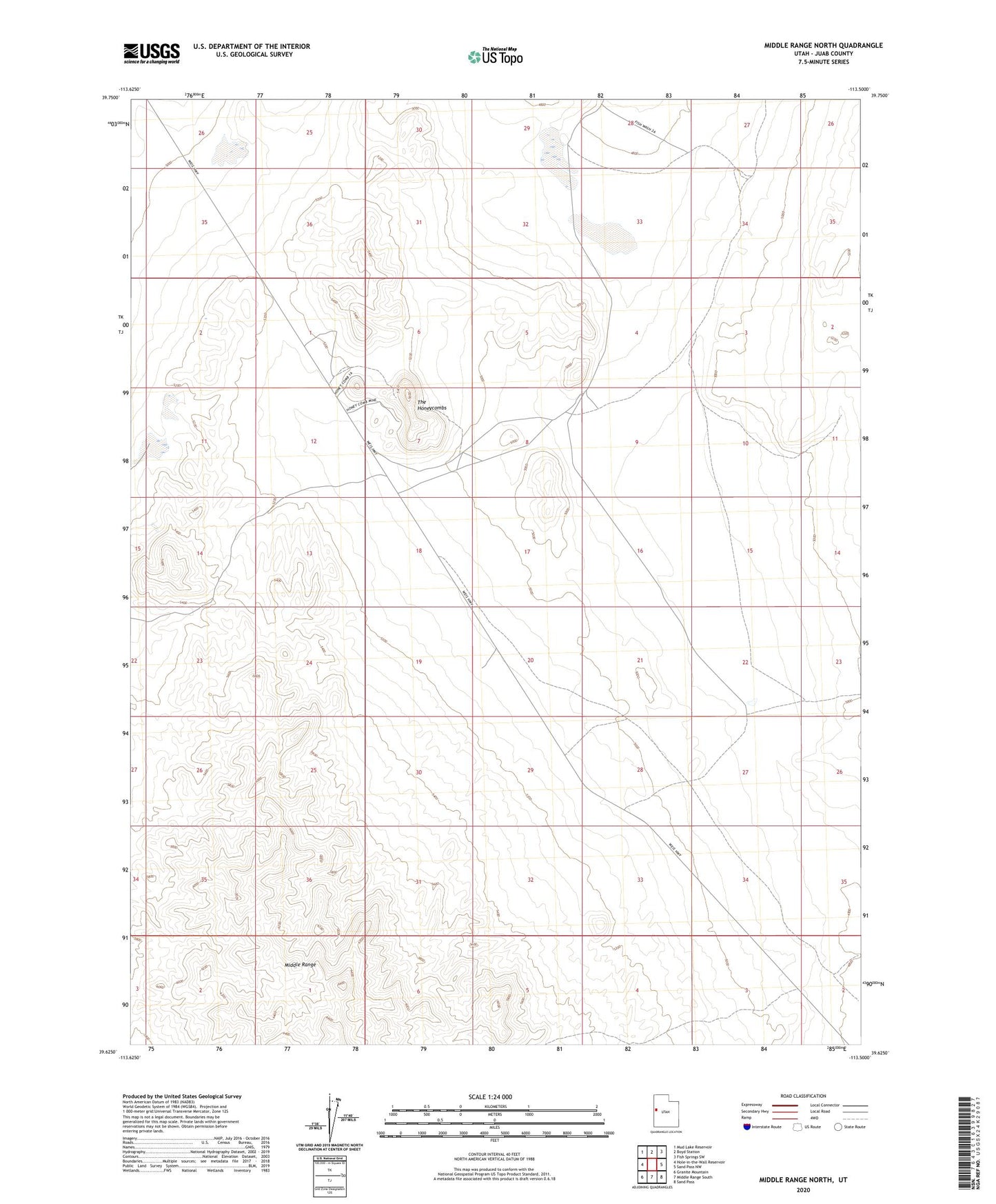 Middle Range North Utah US Topo Map Image