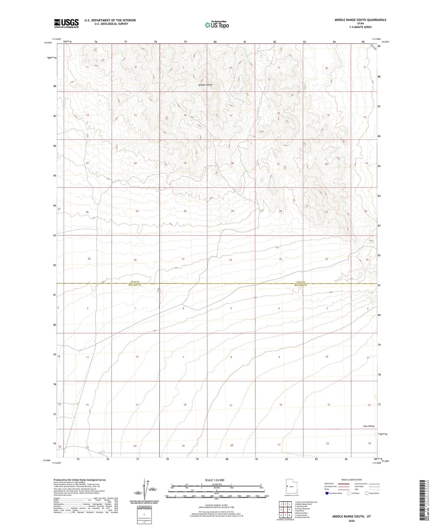 Middle Range South Utah US Topo Map Image