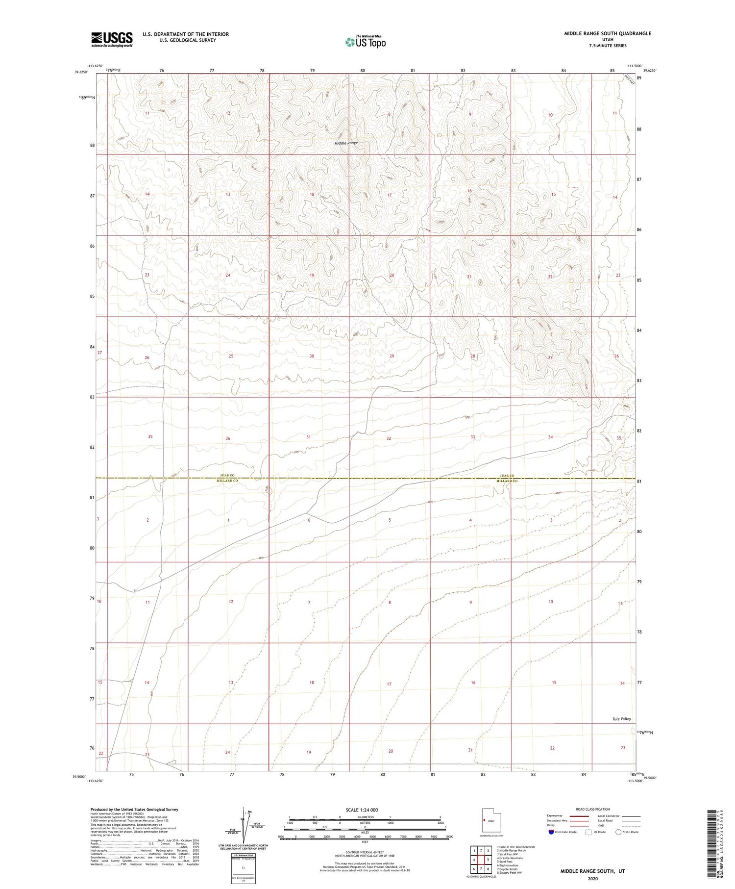 Middle Range South Utah US Topo Map Image