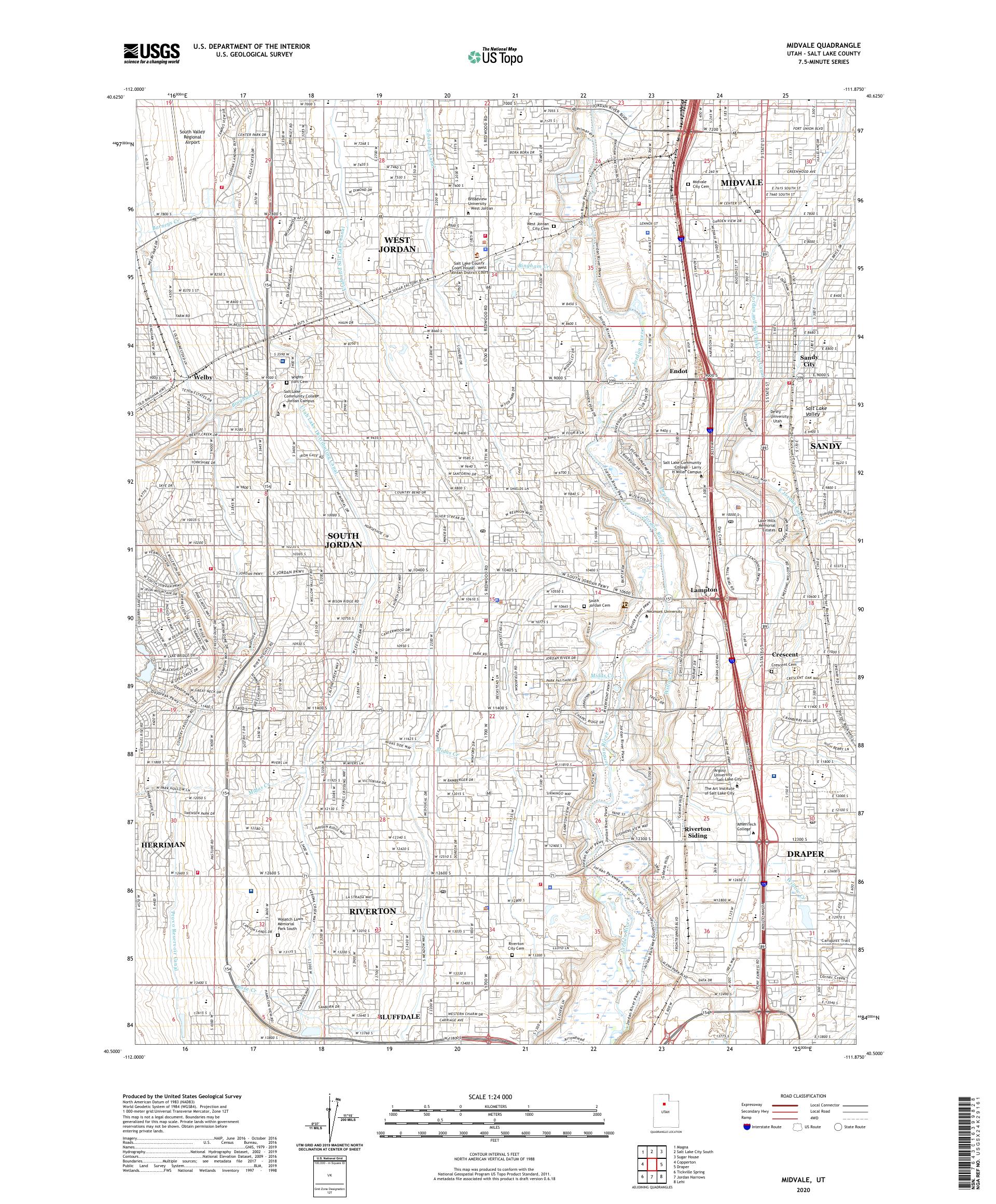 Midvale Utah US Topo Map – MyTopo Map Store