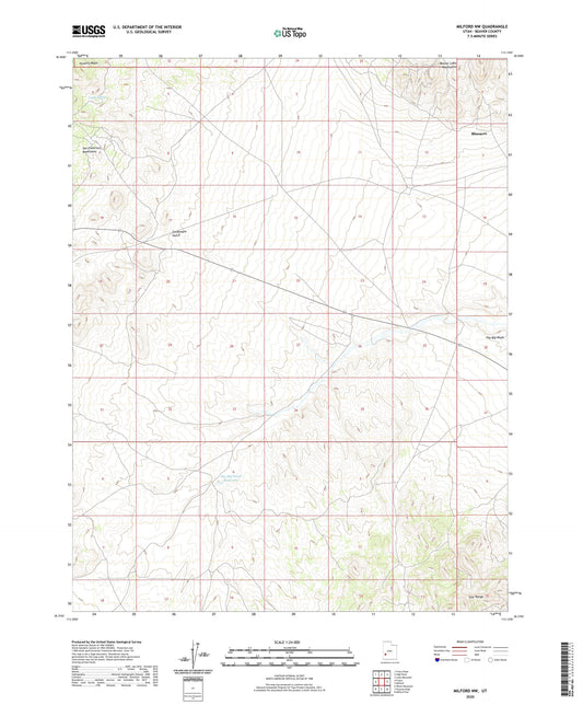 Milford NW Utah US Topo Map Image