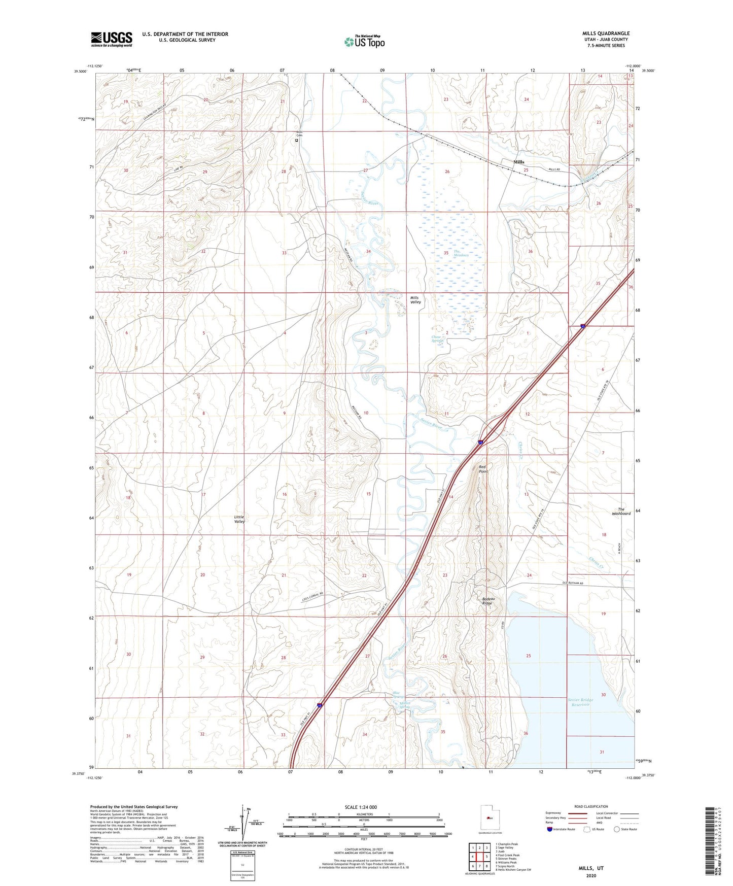Mills Utah US Topo Map Image