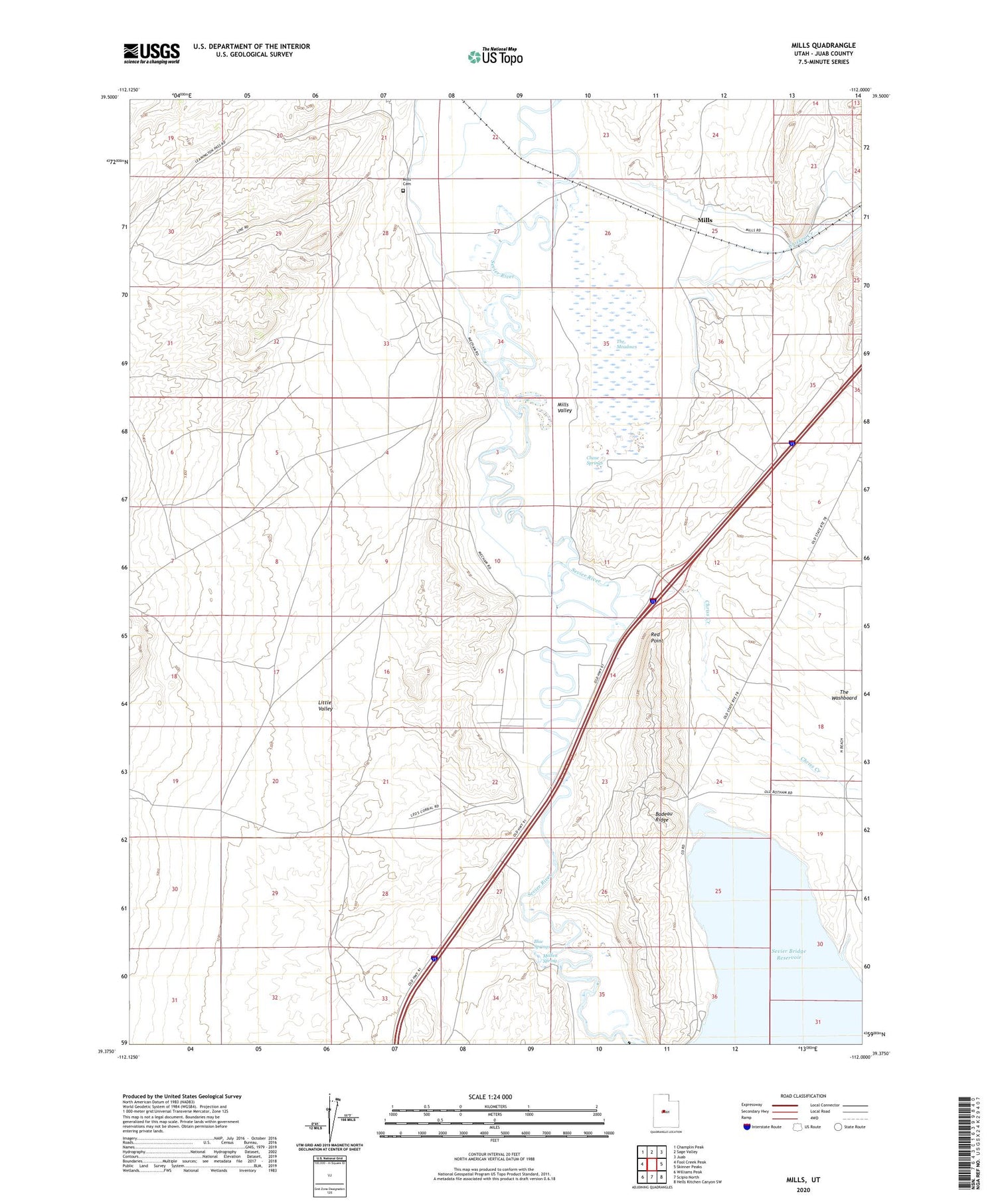 Mills Utah US Topo Map Image