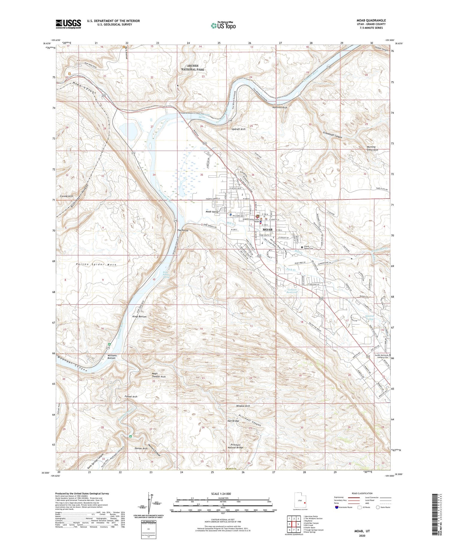 Moab Utah US Topo Map Image