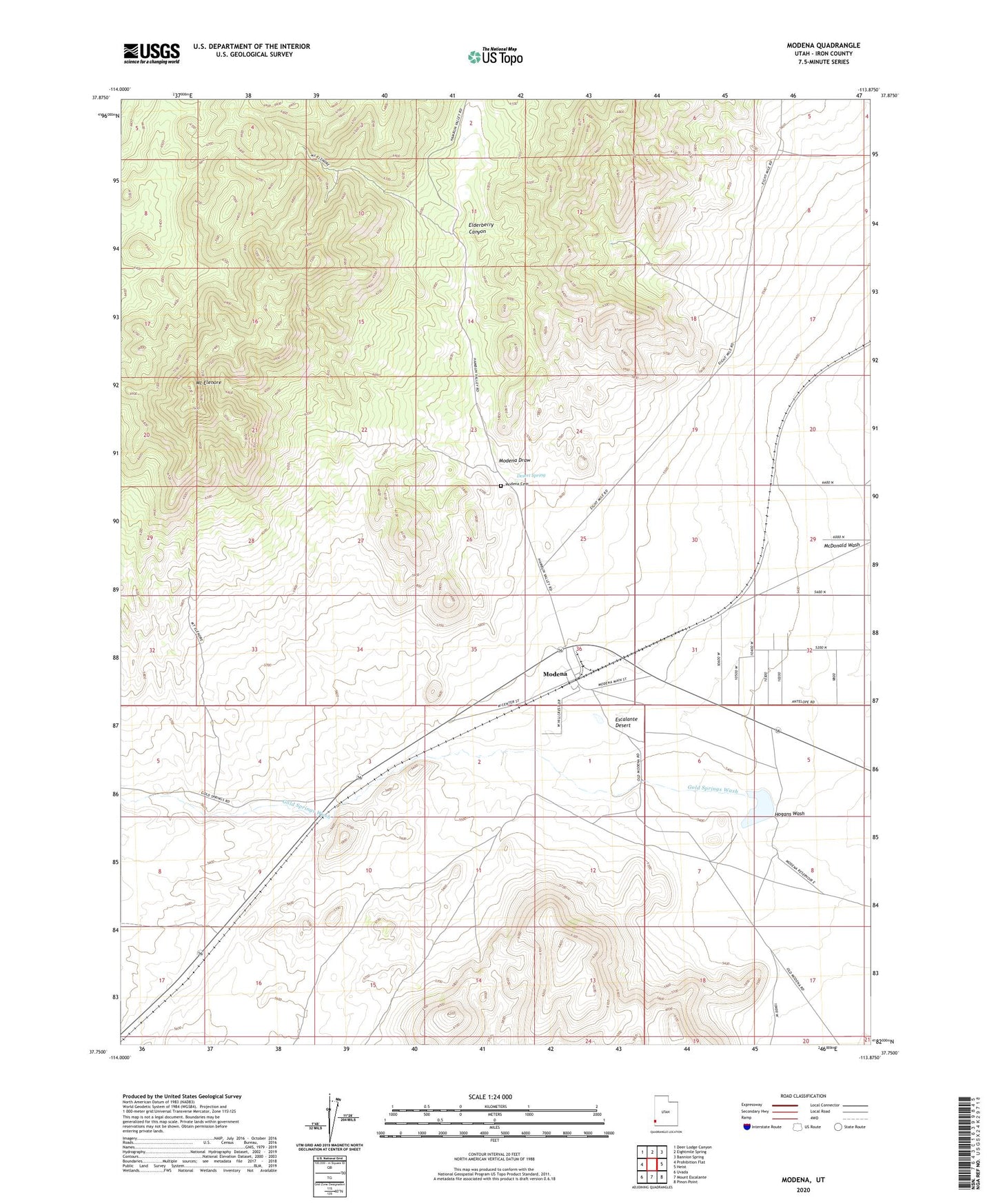 Modena Utah US Topo Map Image