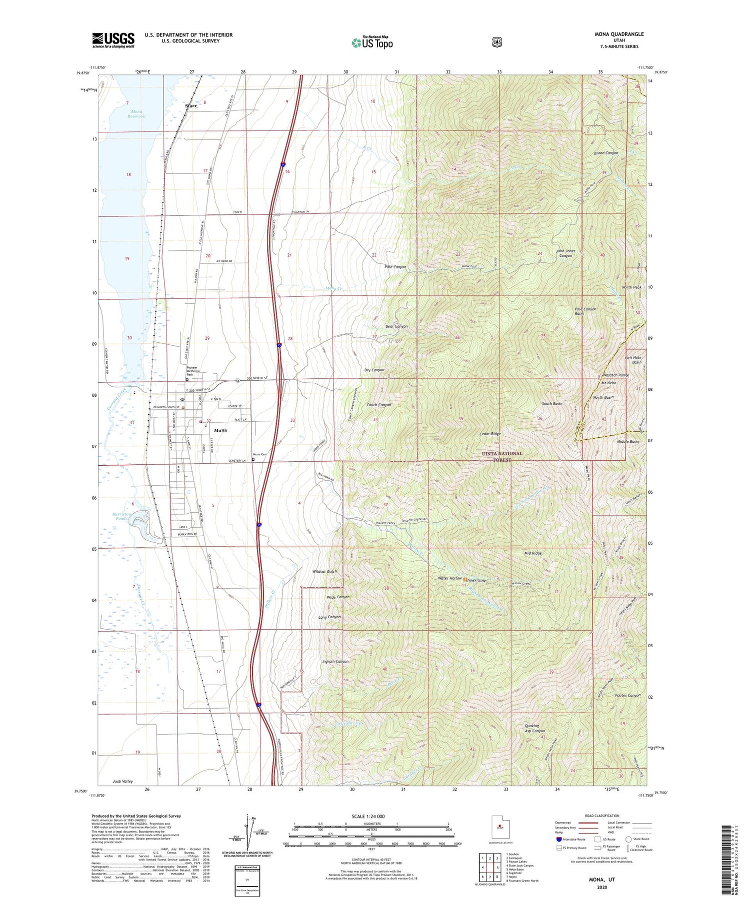 Mona Utah US Topo Map Image