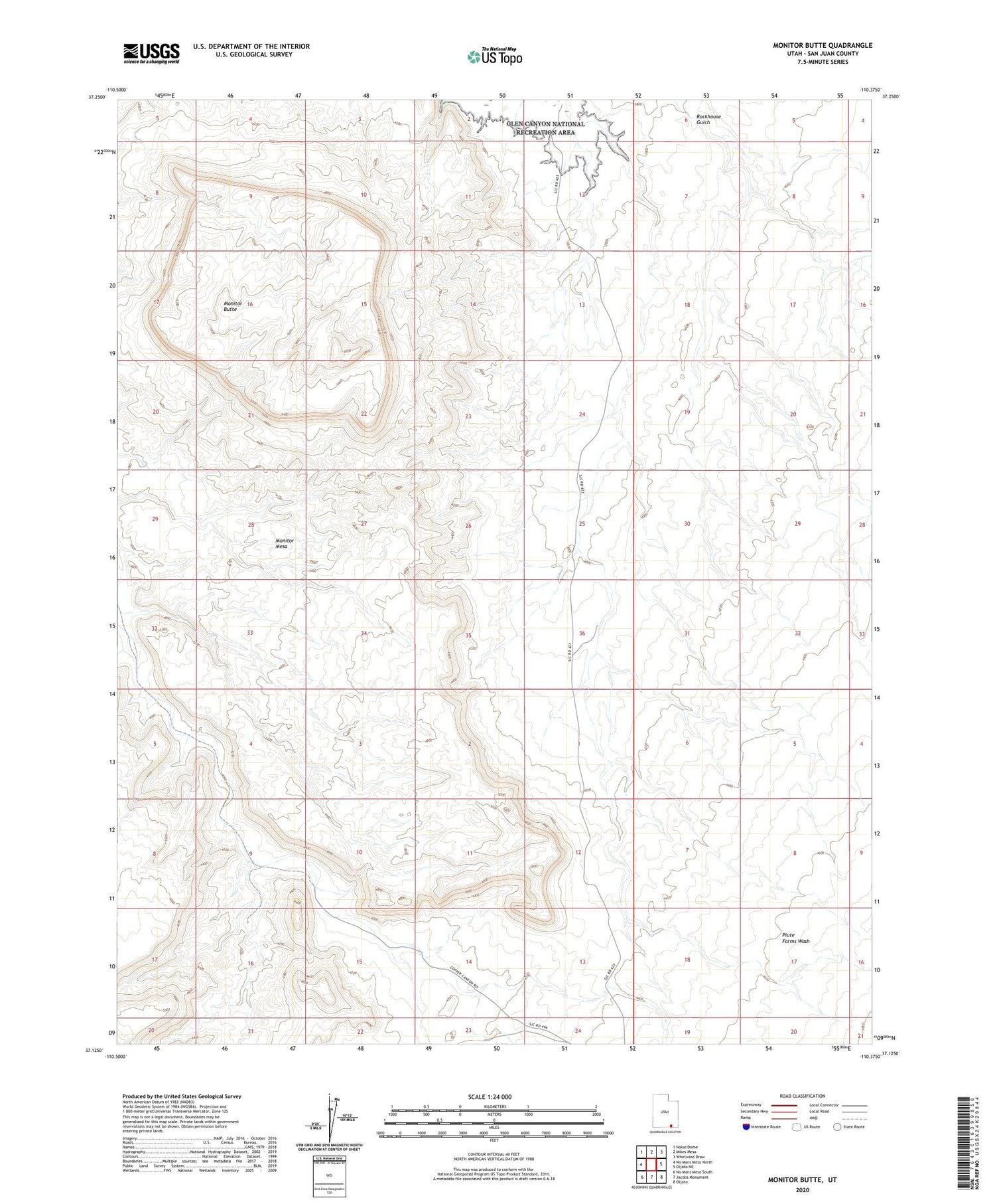 Monitor Butte Utah US Topo Map Image