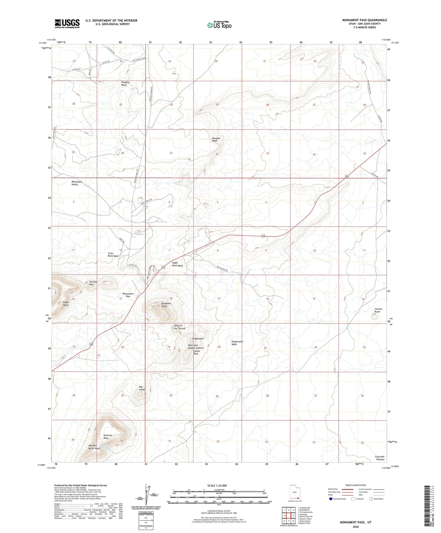 Monument Pass Utah US Topo Map Image