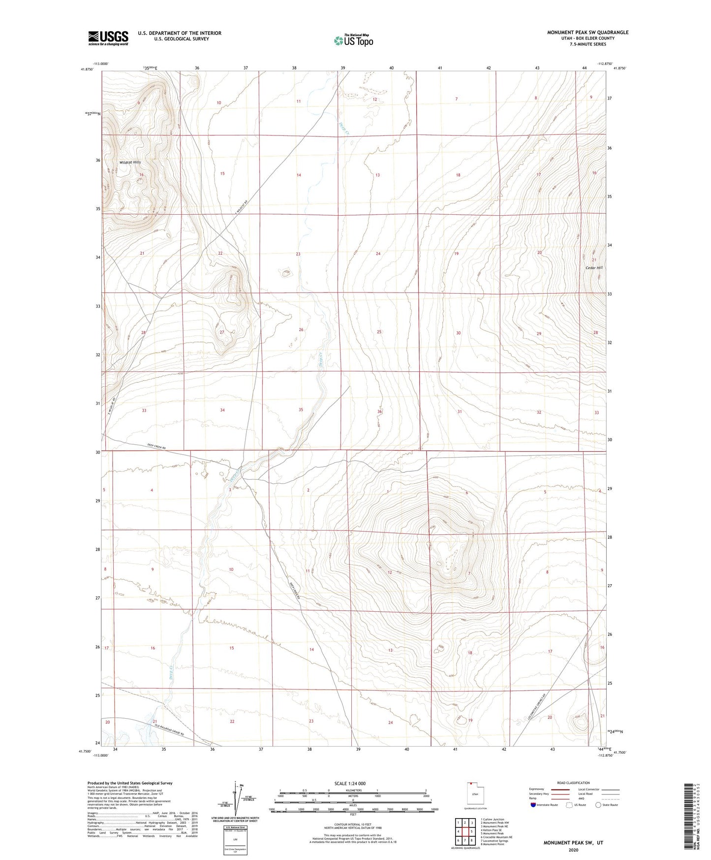 Monument Peak SW Utah US Topo Map Image