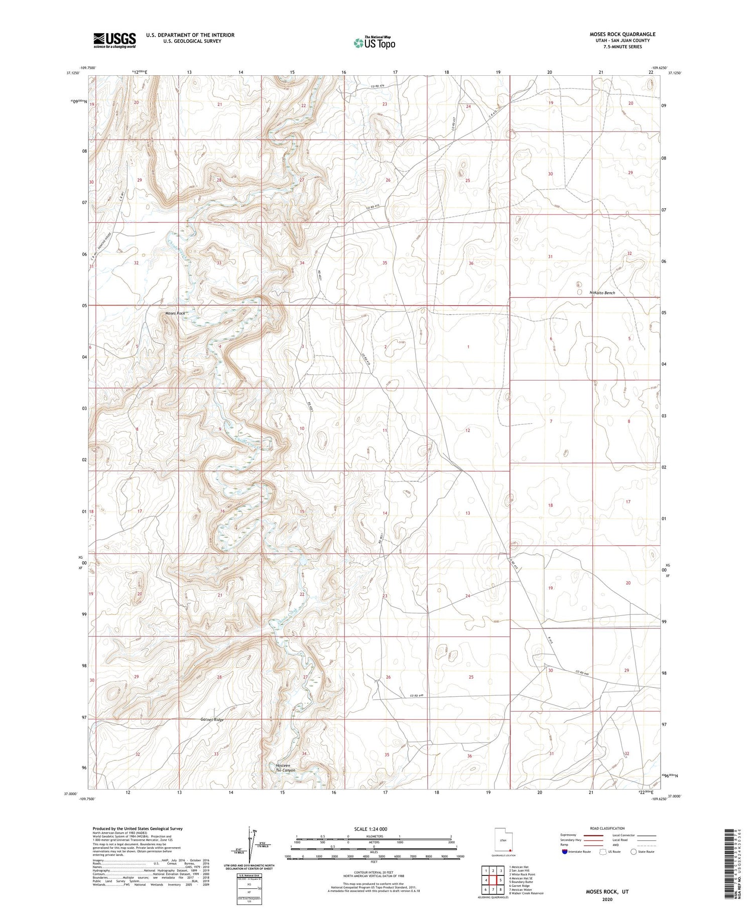 Moses Rock Utah US Topo Map Image