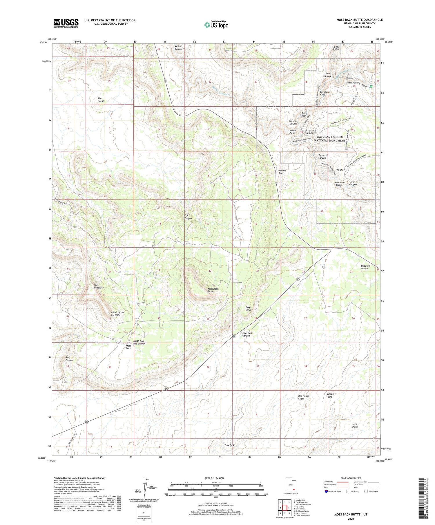 Moss Back Butte Utah US Topo Map Image