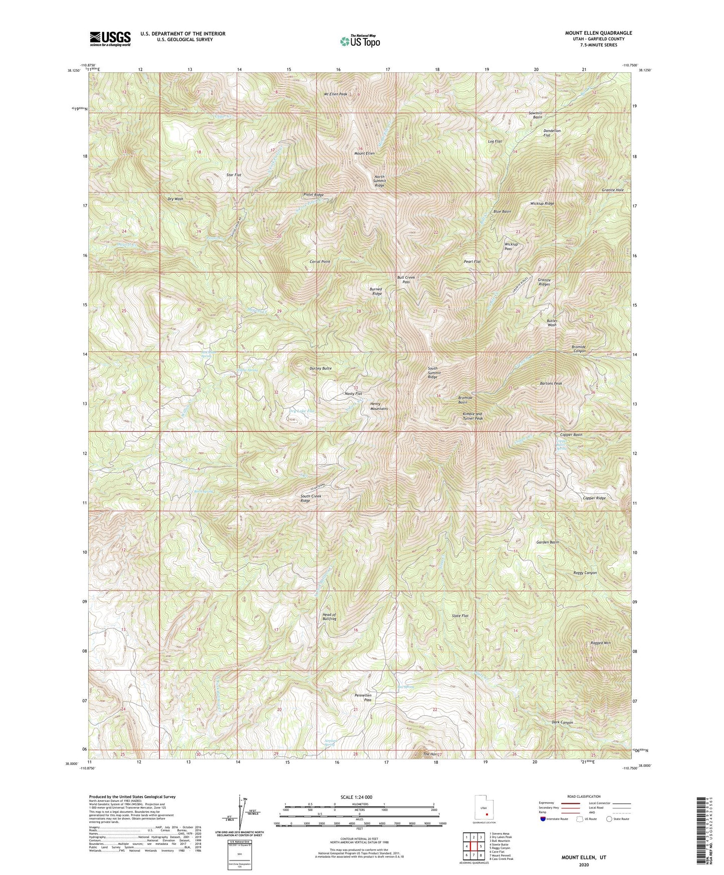 Mount Ellen Utah US Topo Map Image