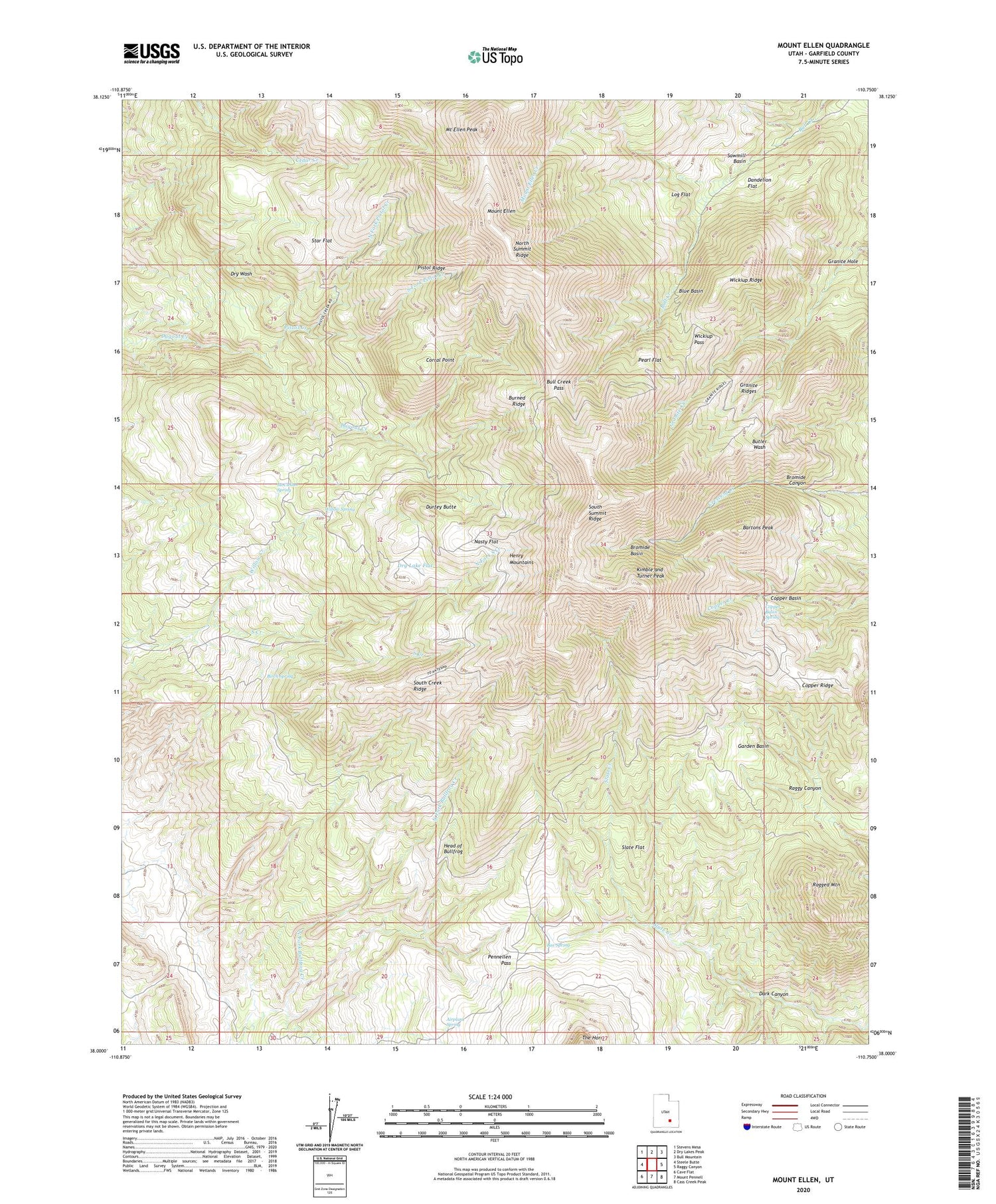 Mount Ellen Utah US Topo Map Image