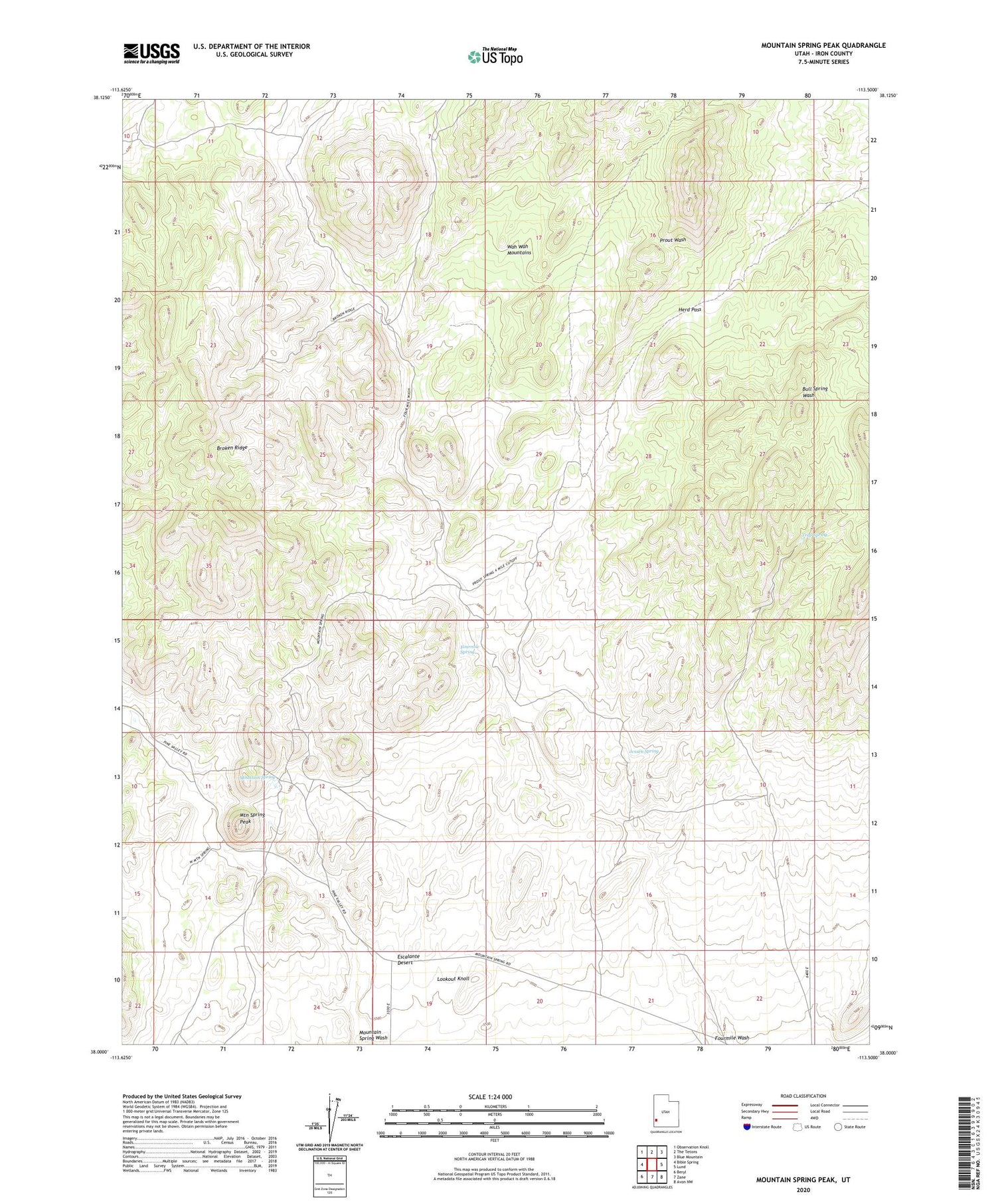 Mountain Spring Peak Utah US Topo Map Image