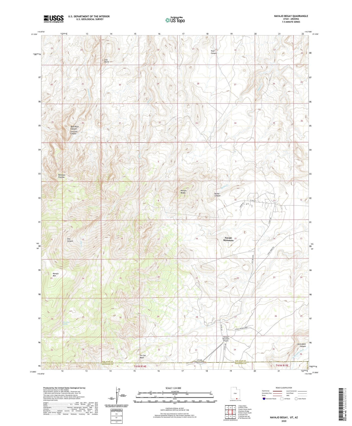 Navajo Begay Utah US Topo Map Image