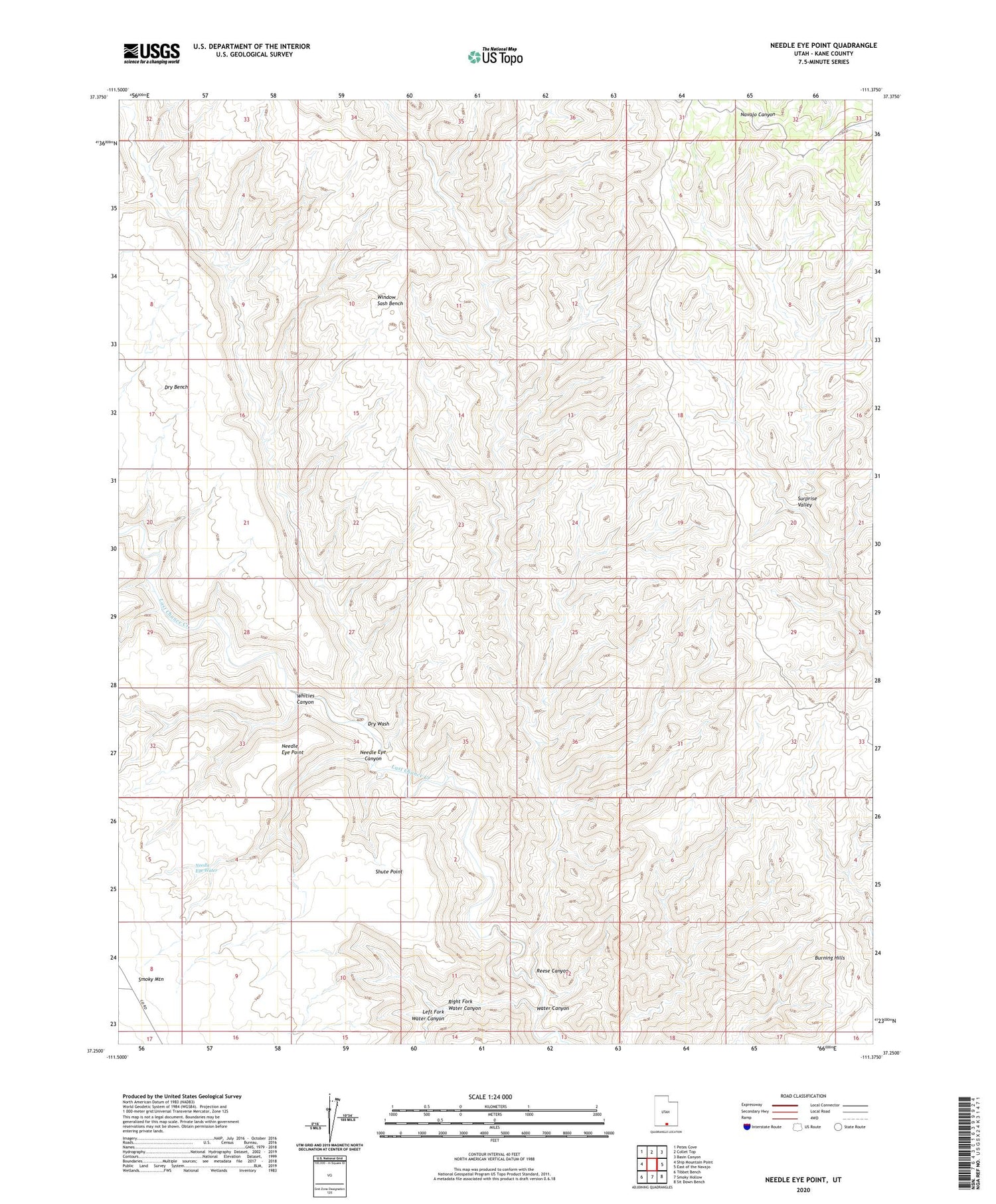Needle Eye Point Utah US Topo Map Image