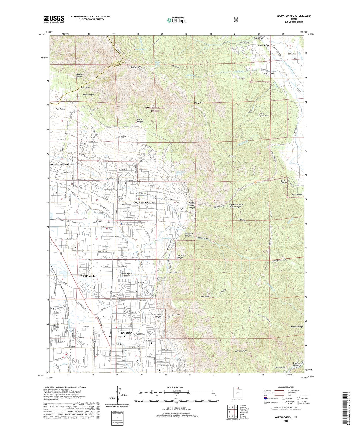 North Ogden Utah US Topo Map Image