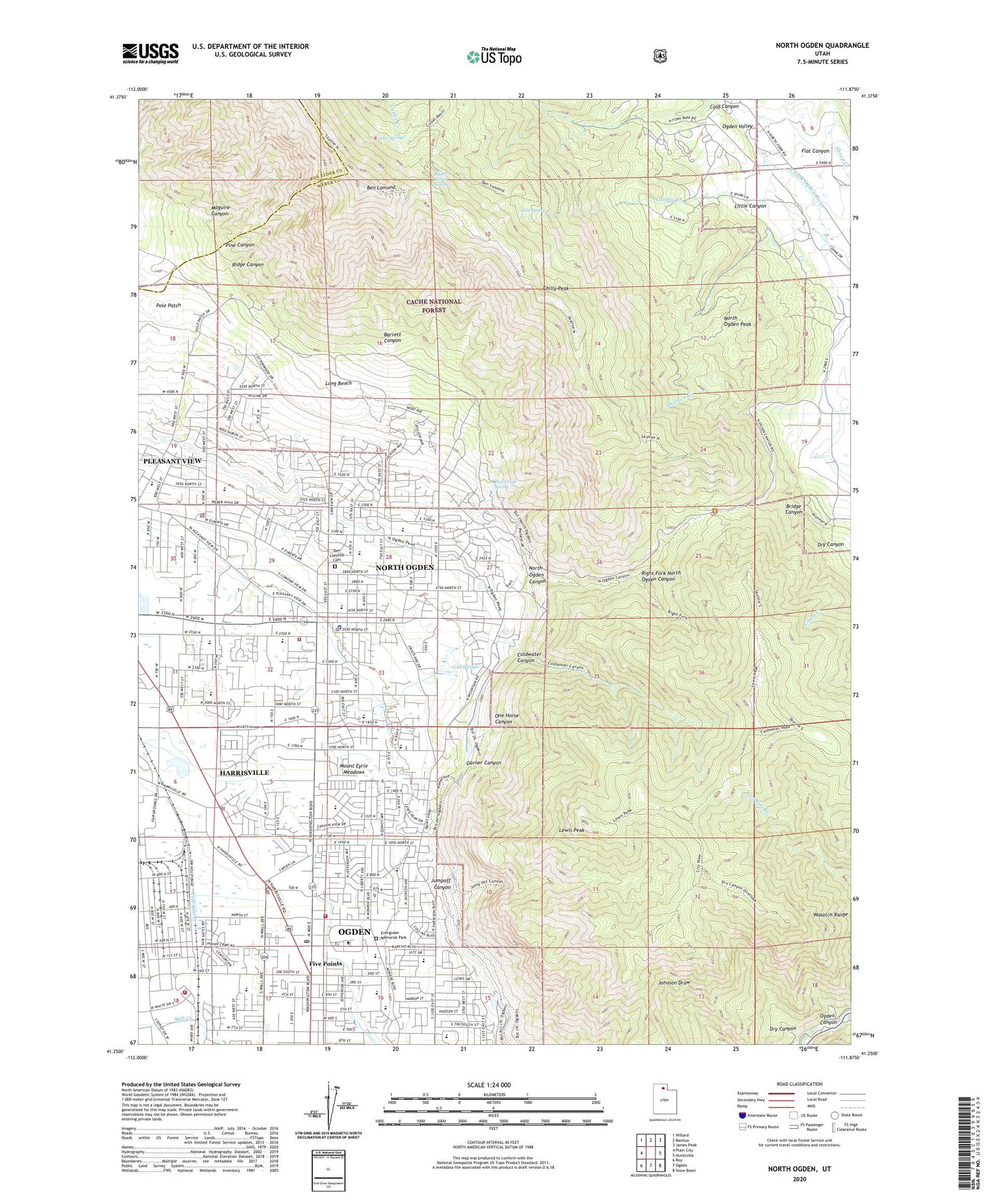 North Ogden Utah US Topo Map Image