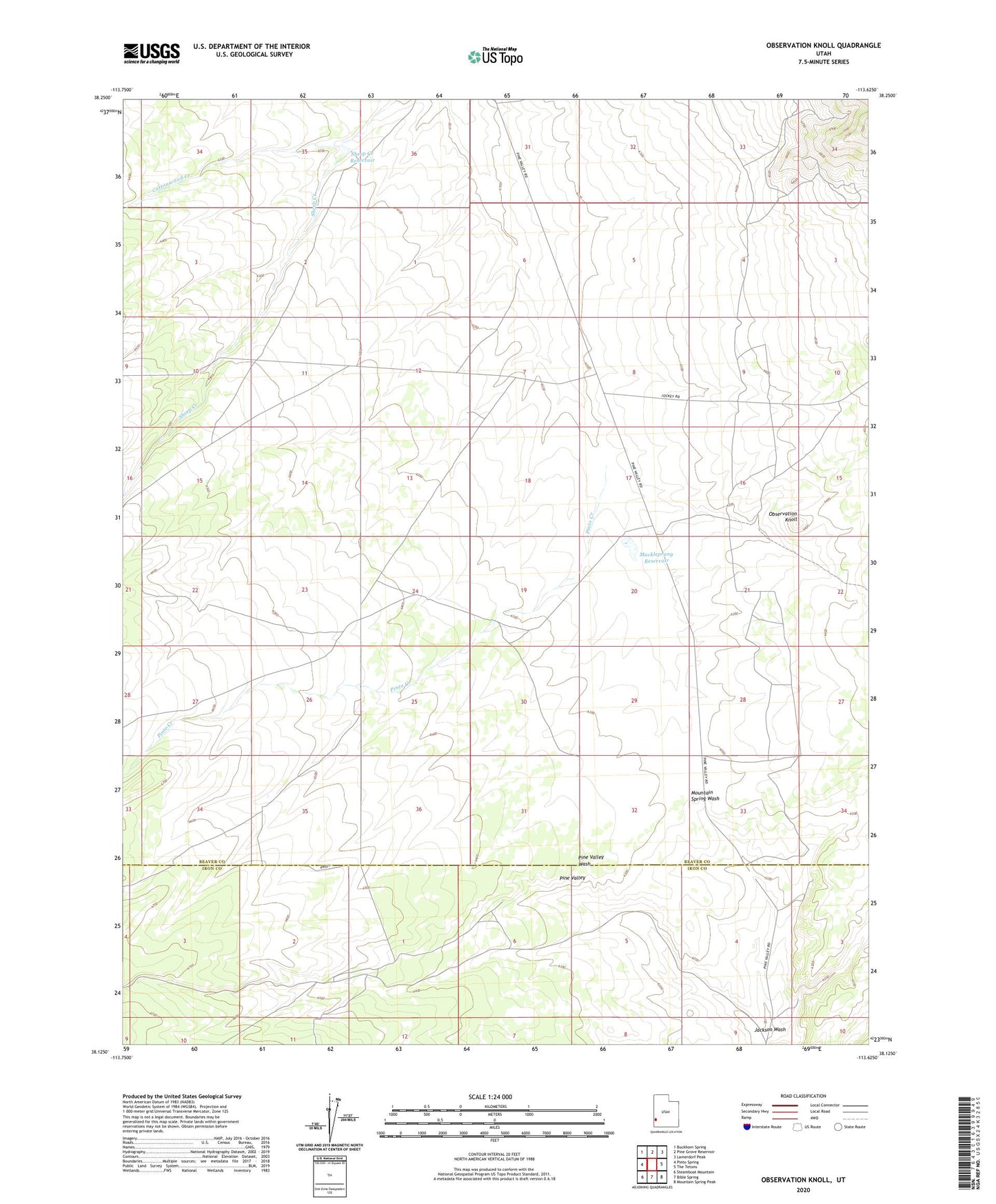 Observation Knoll Utah US Topo Map Image
