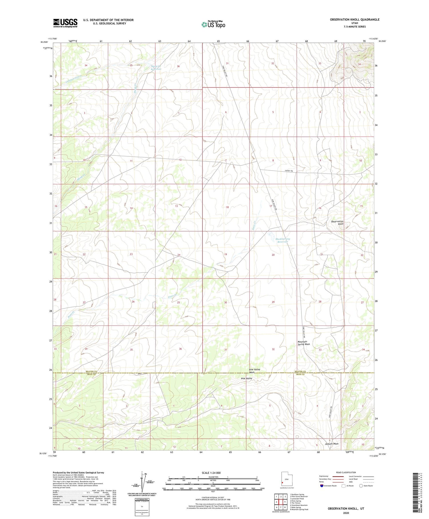 Observation Knoll Utah US Topo Map Image