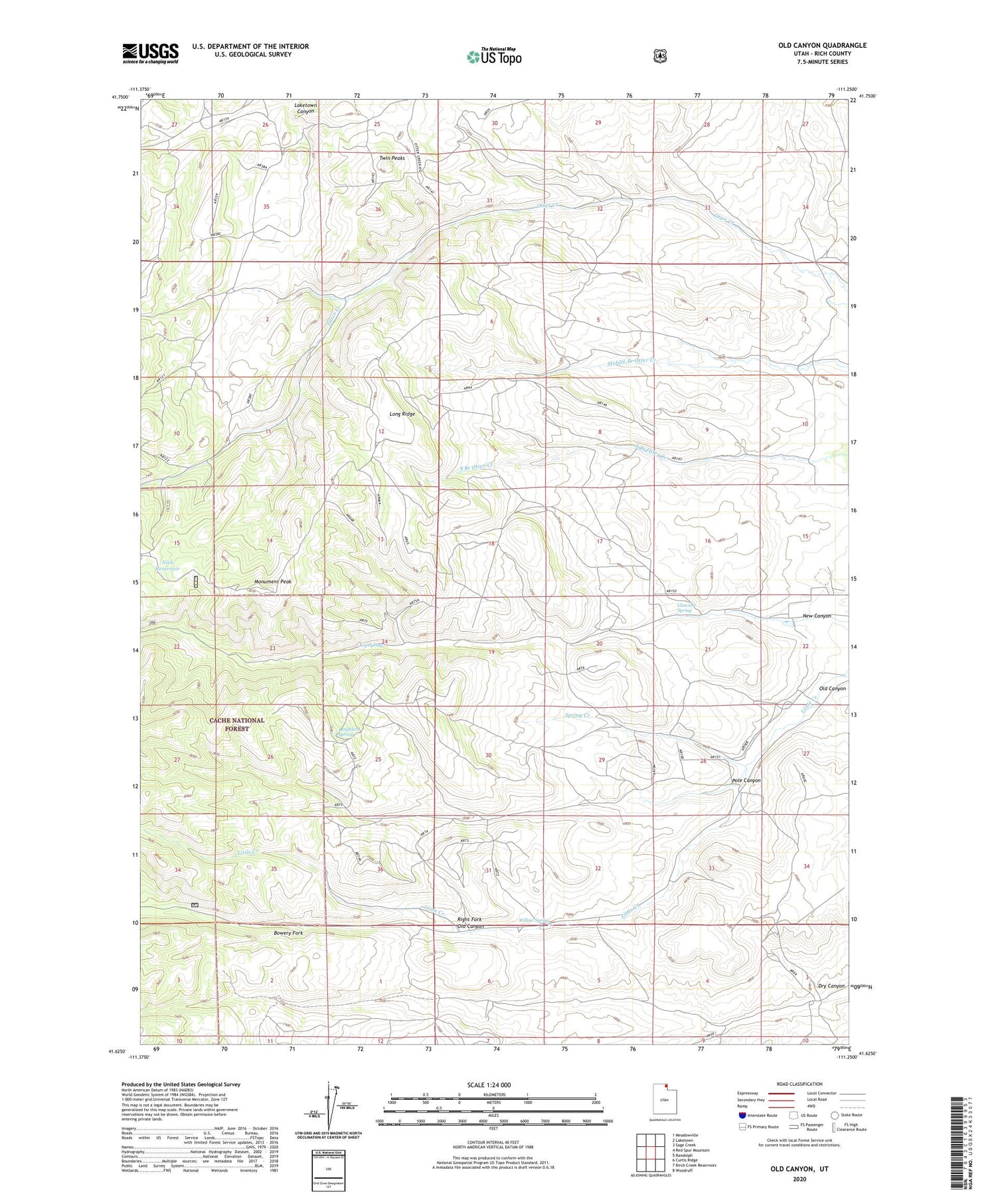 Old Canyon Utah US Topo Map Image