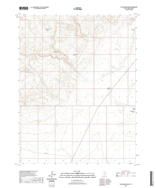 Old Woman Wash Utah US Topo Map Image
