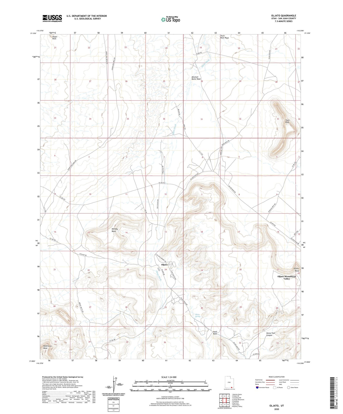 Oljato Utah US Topo Map Image