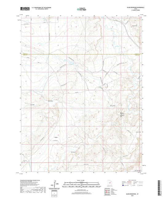 Olsen Reservoir Utah US Topo Map Image