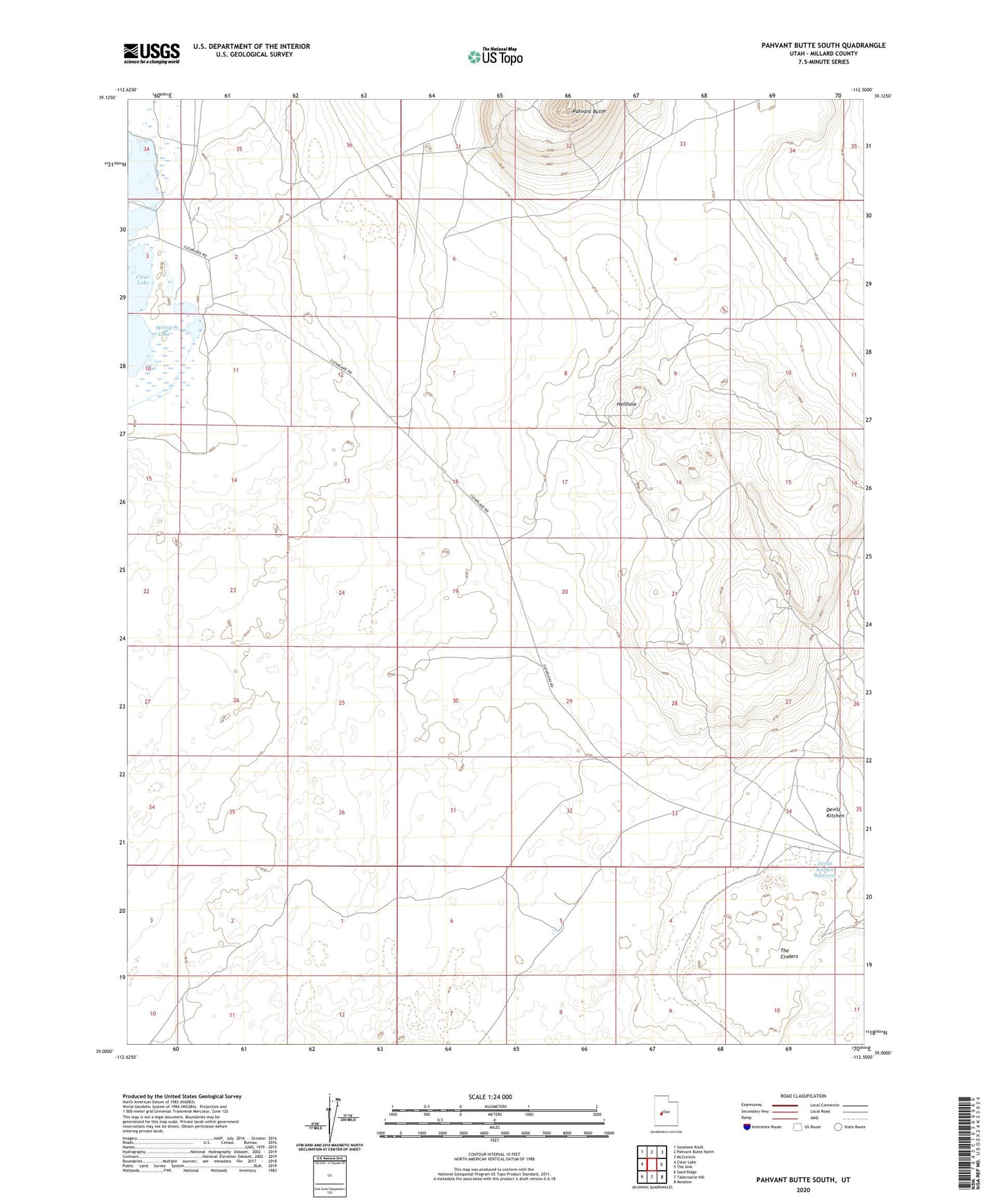 Pahvant Butte South Utah US Topo Map Image
