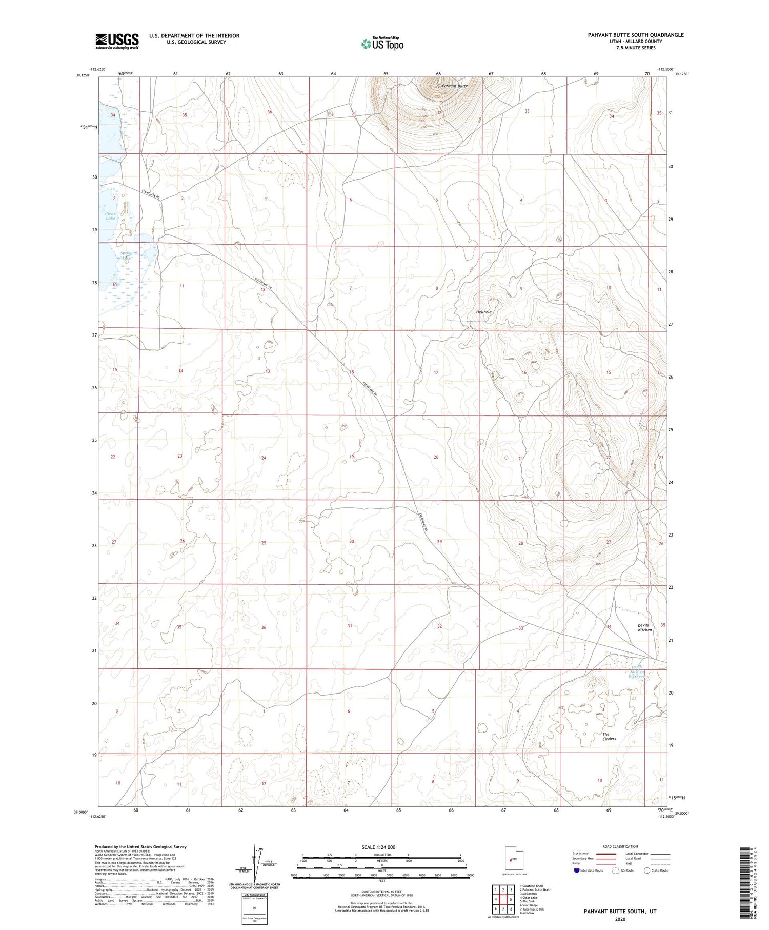 Pahvant Butte South Utah US Topo Map Image