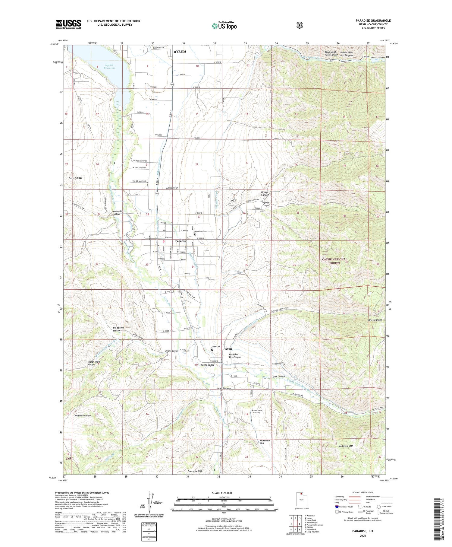 Paradise Utah US Topo Map Image