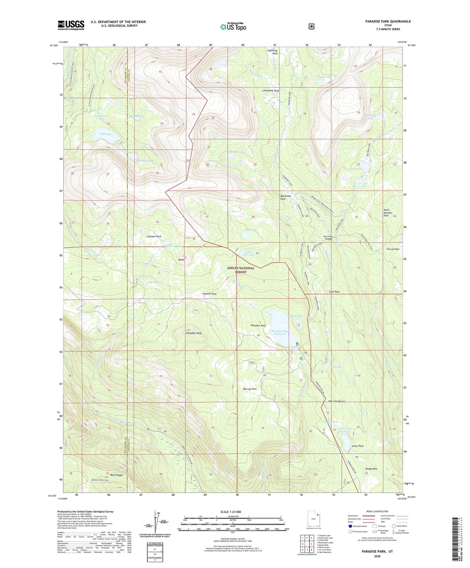 Paradise Park Utah US Topo Map Image