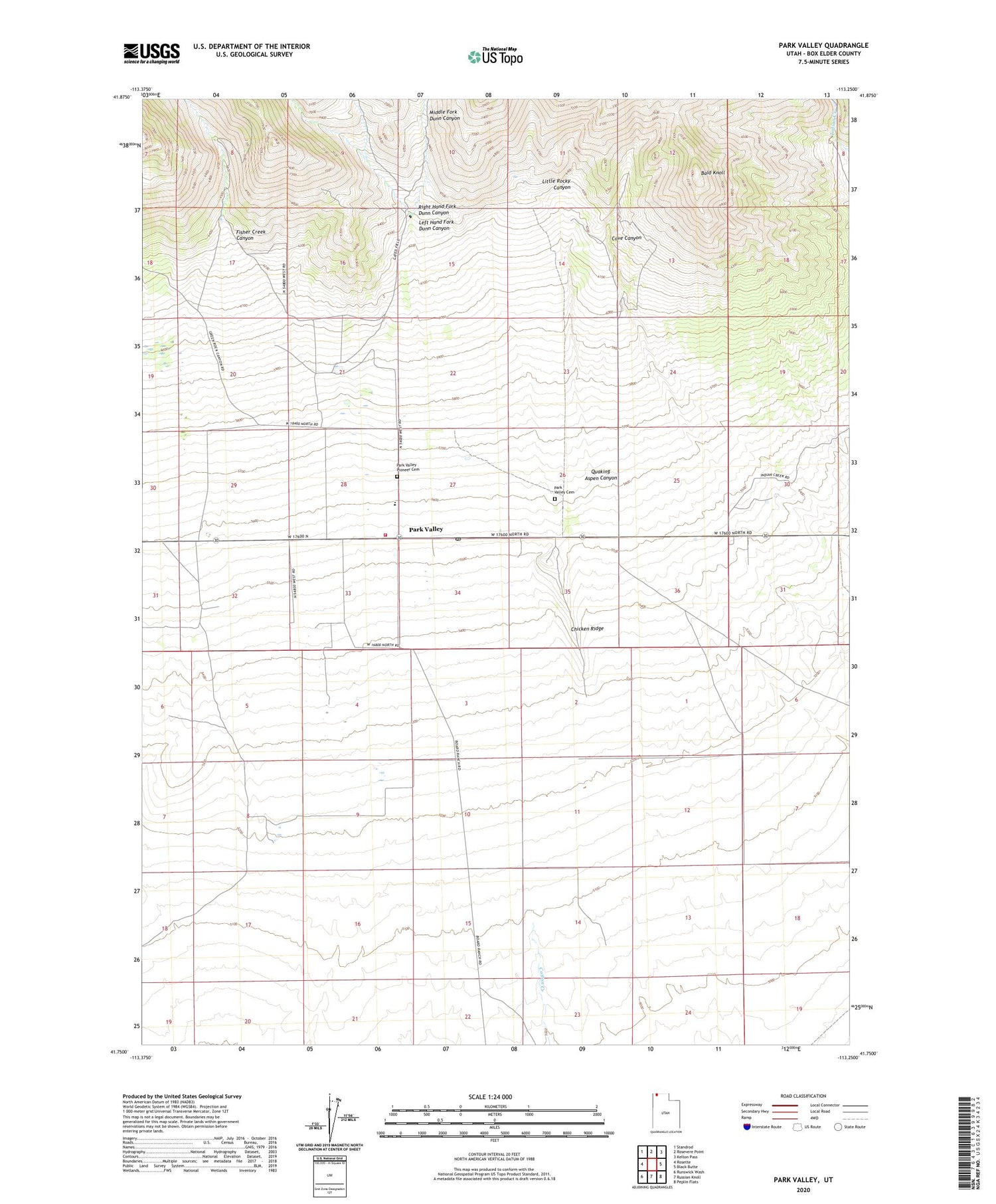 Park Valley Utah US Topo Map Image