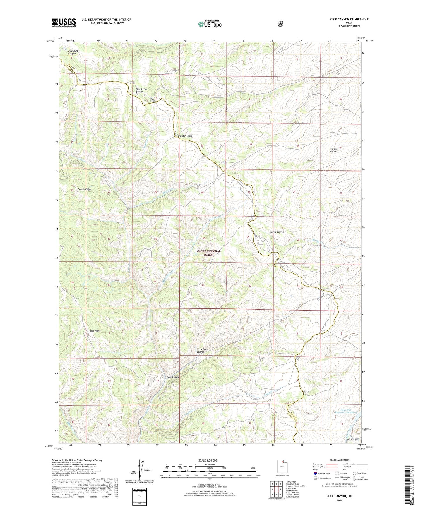 Peck Canyon Utah US Topo Map Image