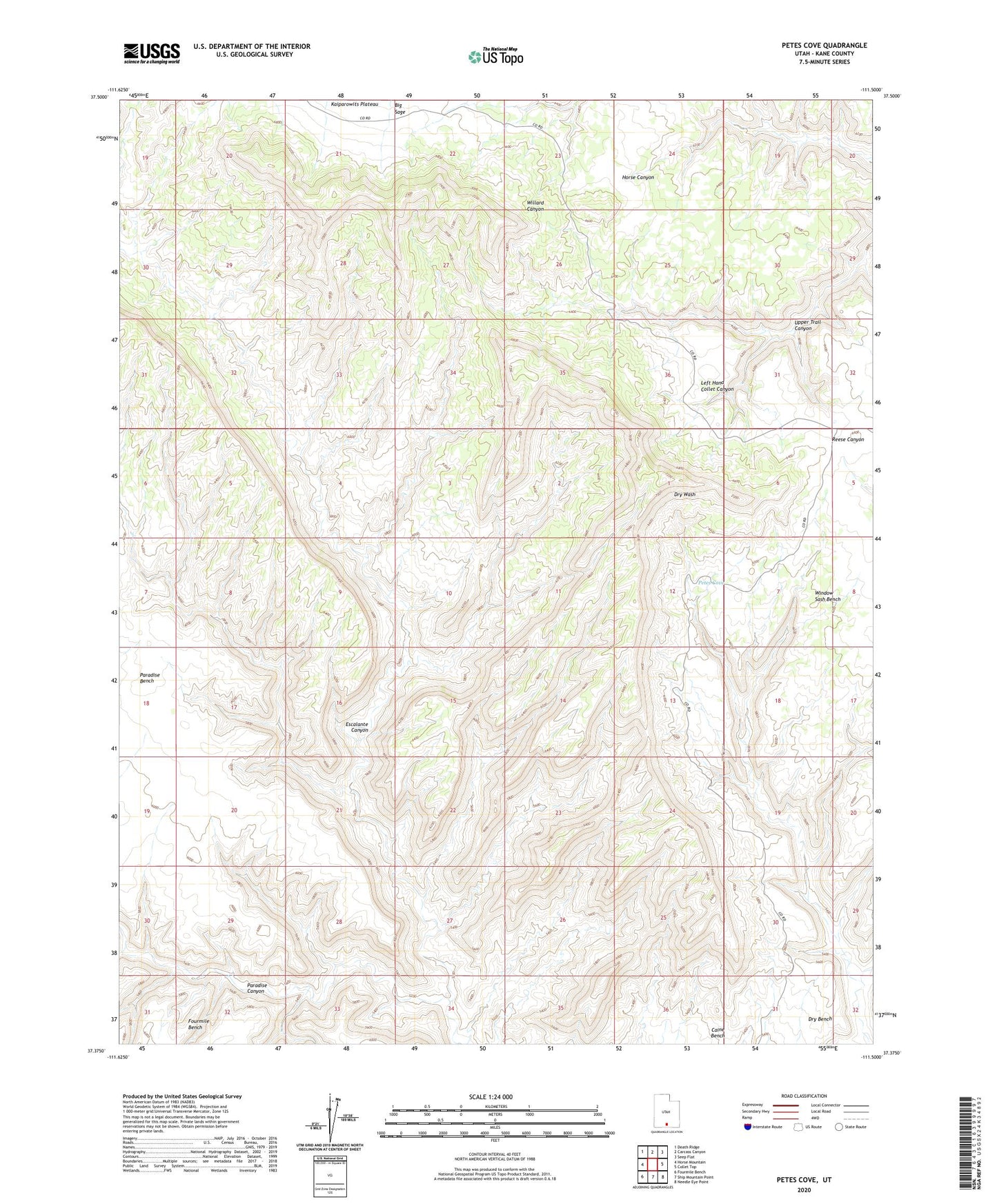 Petes Cove Utah US Topo Map Image