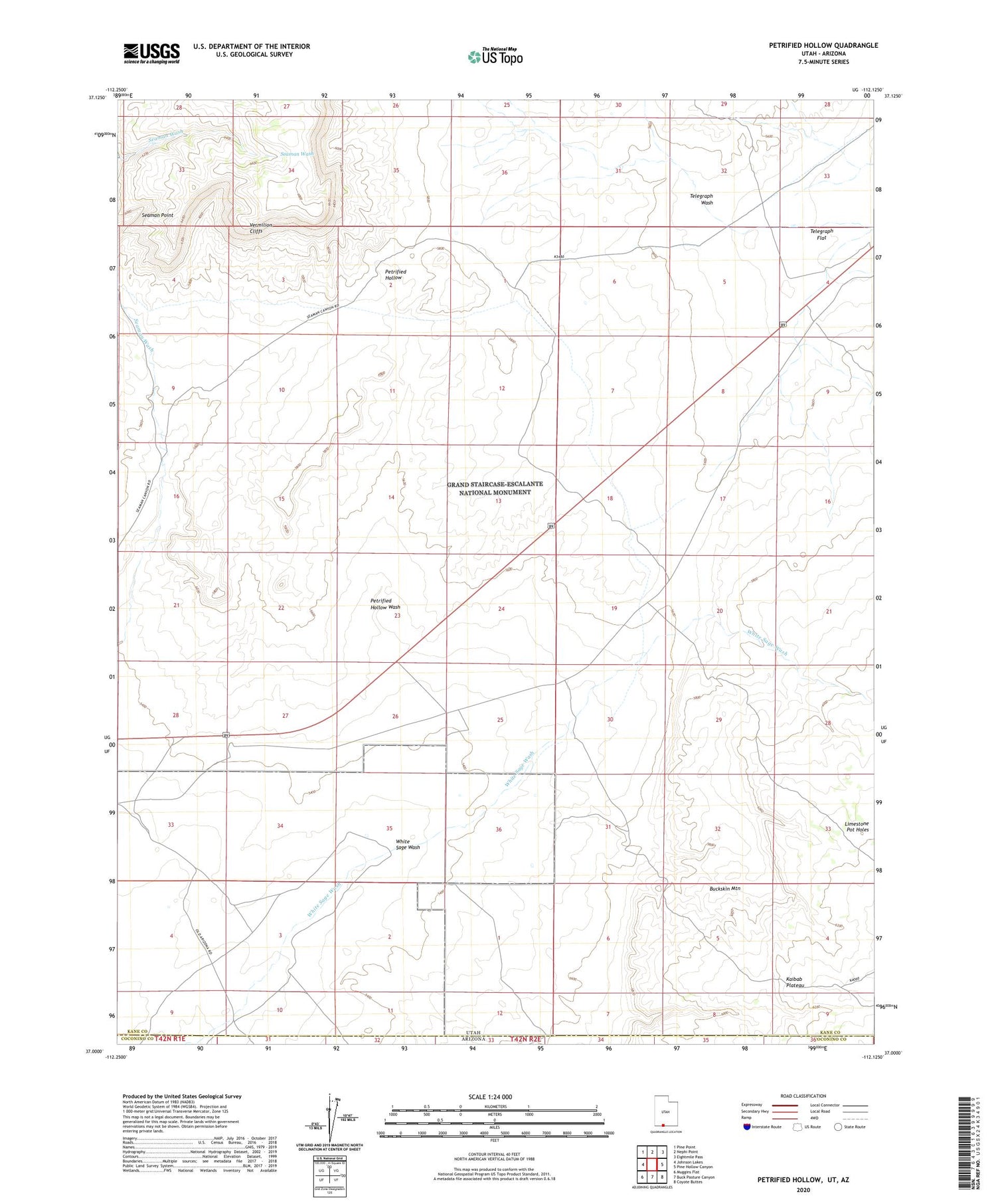 Petrified Hollow Utah US Topo Map Image