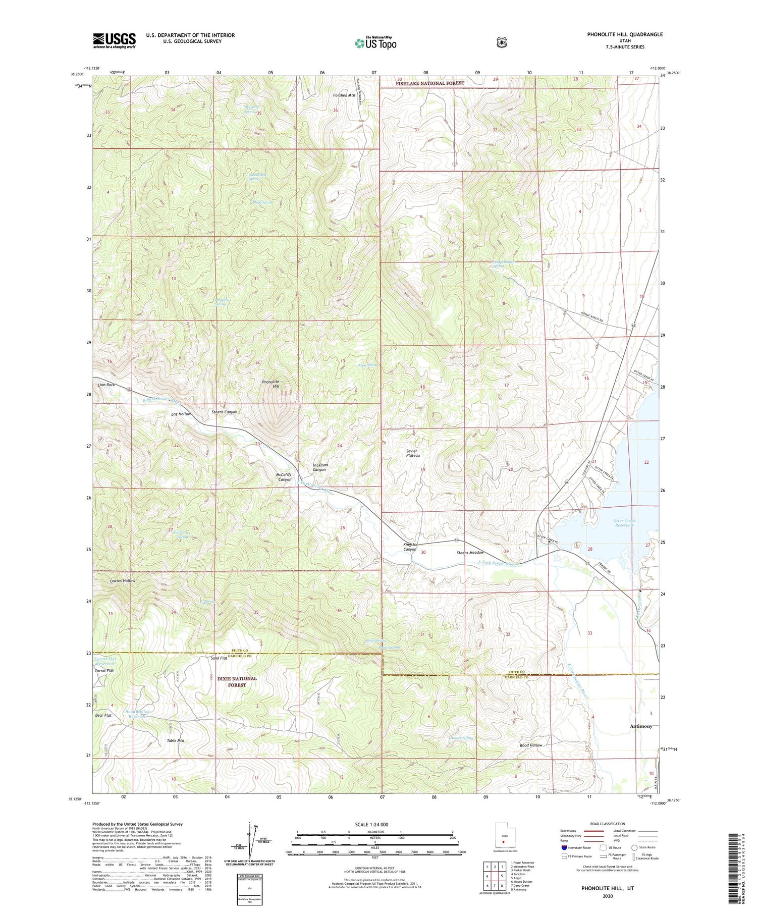 Phonolite Hill Utah US Topo Map Image