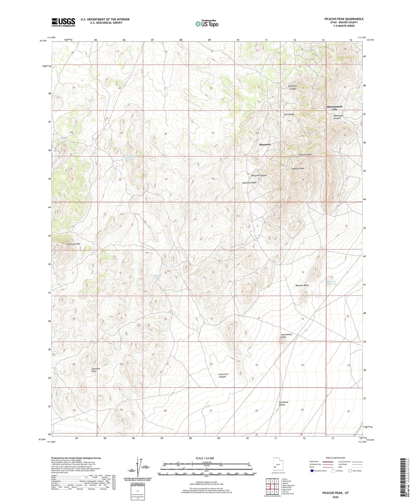 Picacho Peak Utah US Topo Map Image
