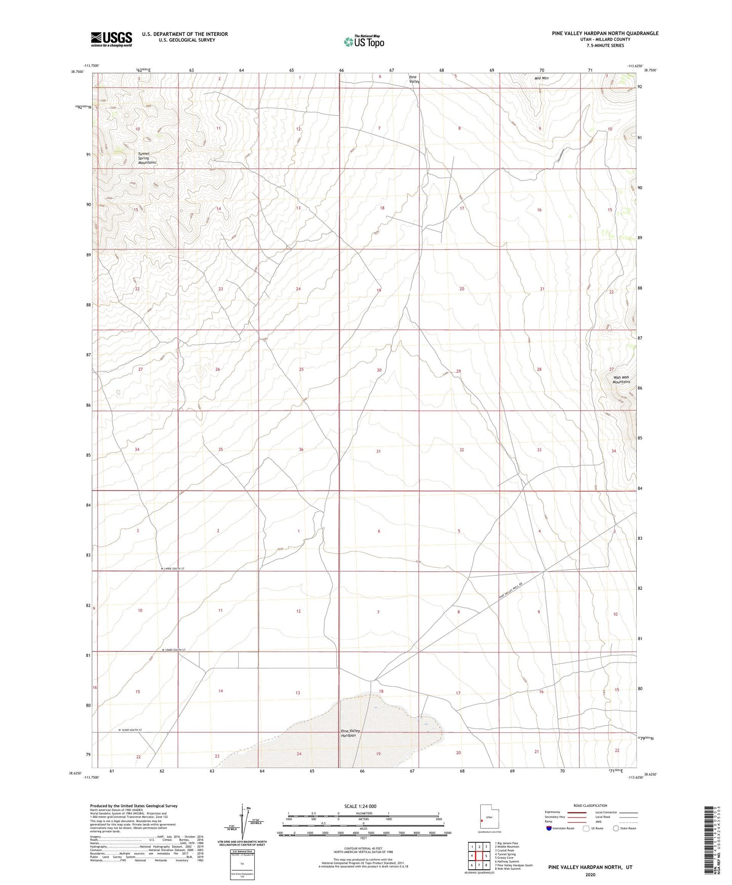 Pine Valley Hardpan North Utah US Topo Map Image