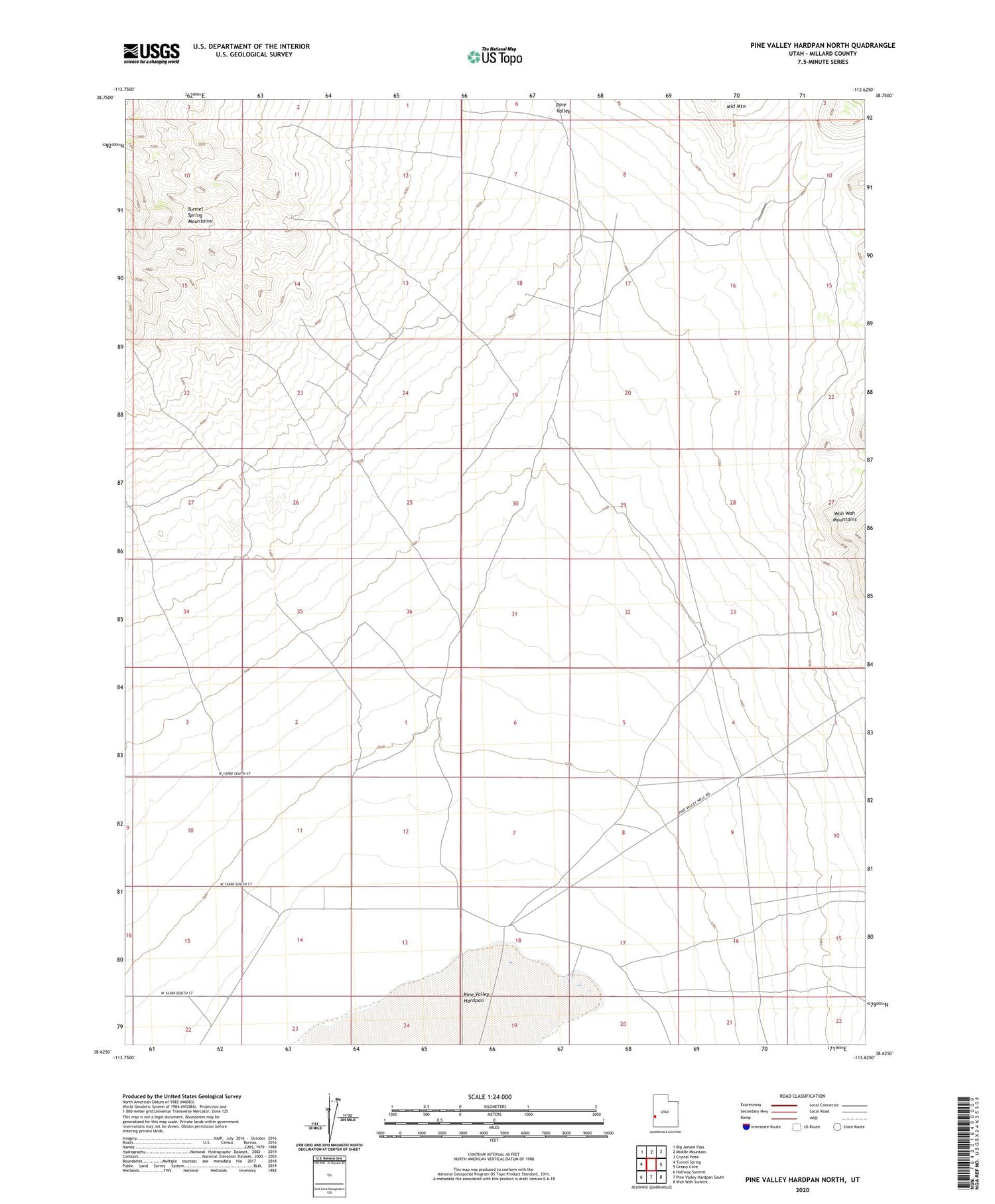 Pine Valley Hardpan North Utah US Topo Map Image