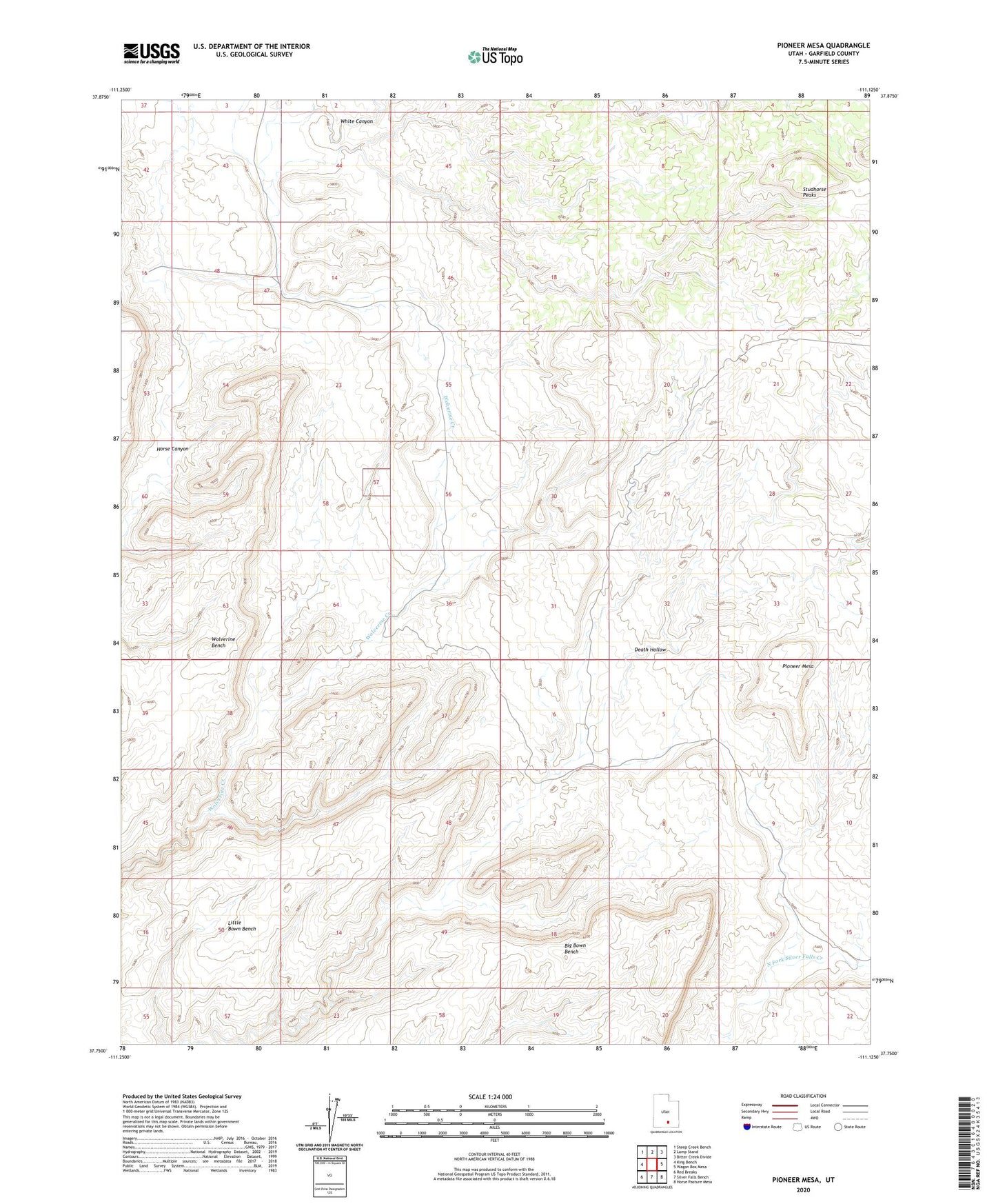 Pioneer Mesa Utah US Topo Map Image