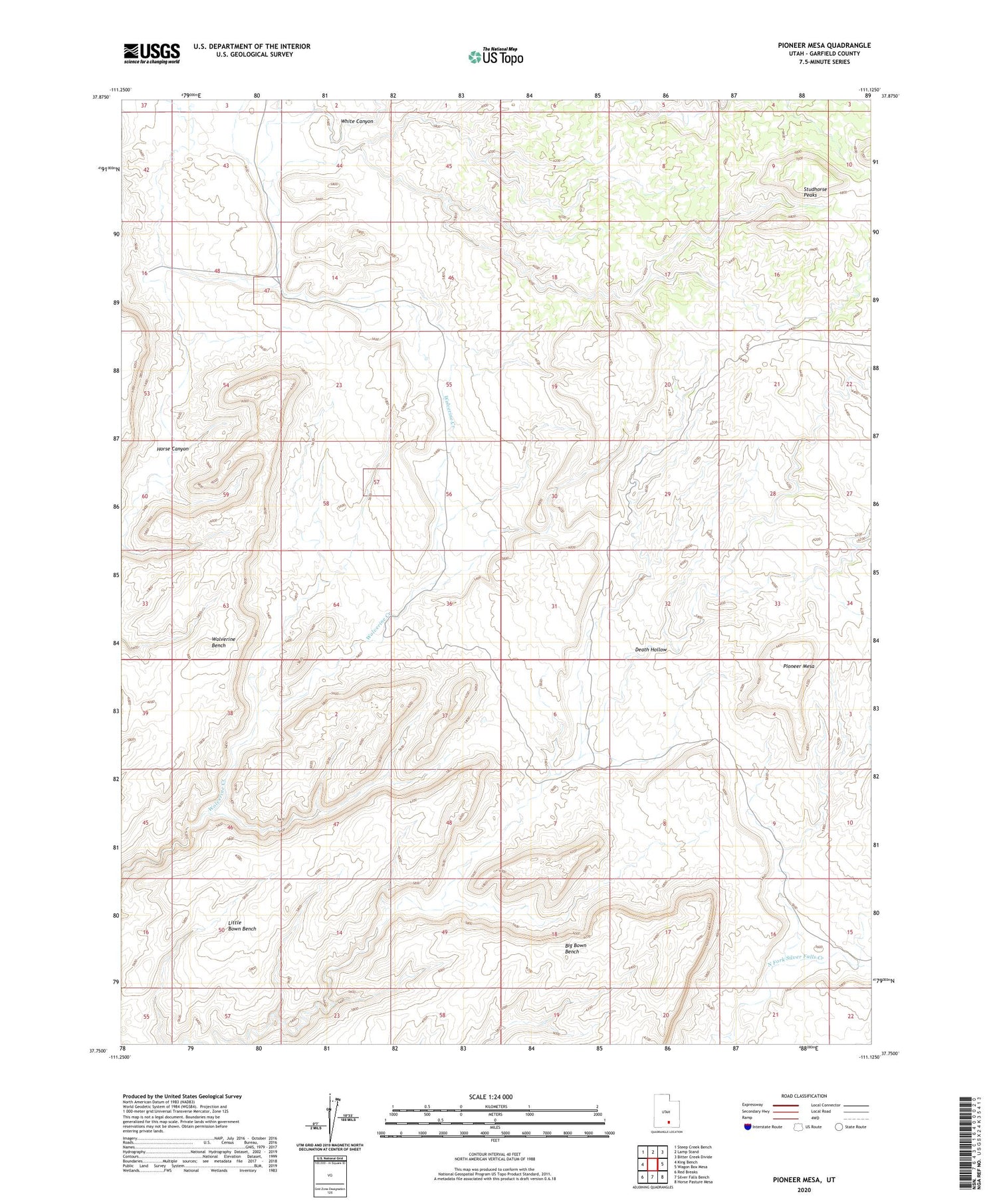 Pioneer Mesa Utah US Topo Map Image