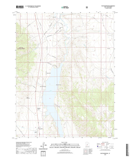 Piute Reservoir Utah US Topo Map Image
