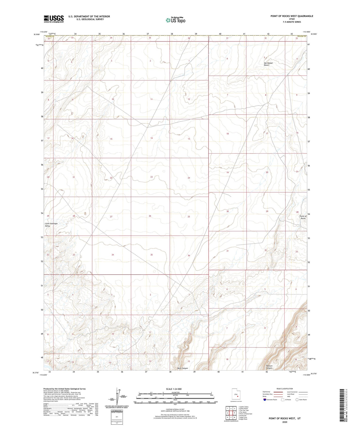 Point of Rocks West Utah US Topo Map Image