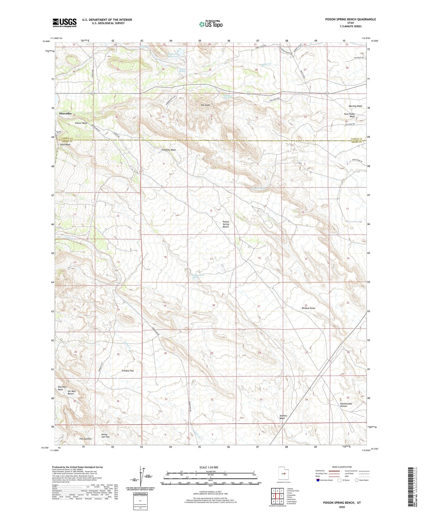 Poison Spring Bench Utah US Topo Map Image