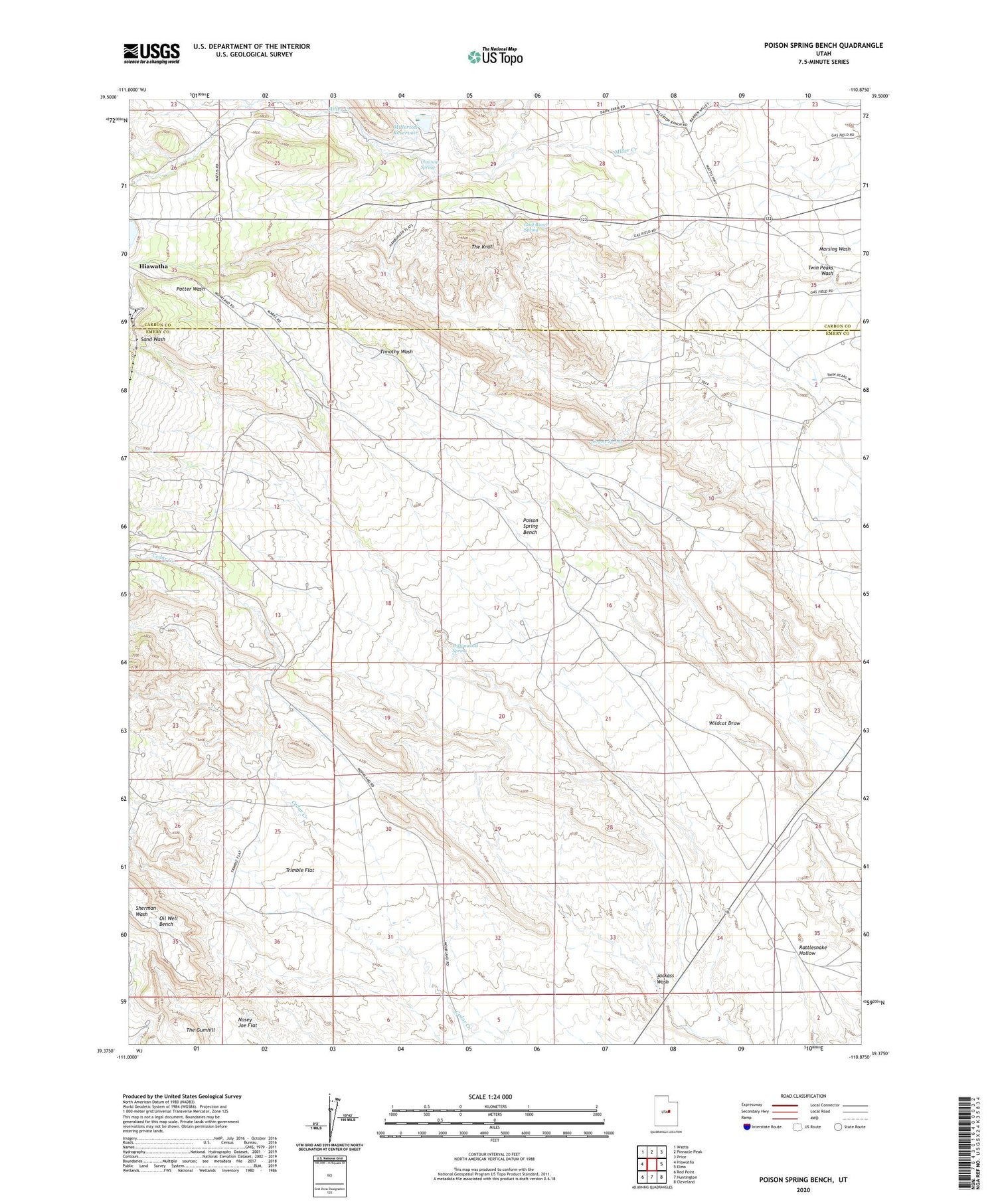 Poison Spring Bench Utah US Topo Map Image